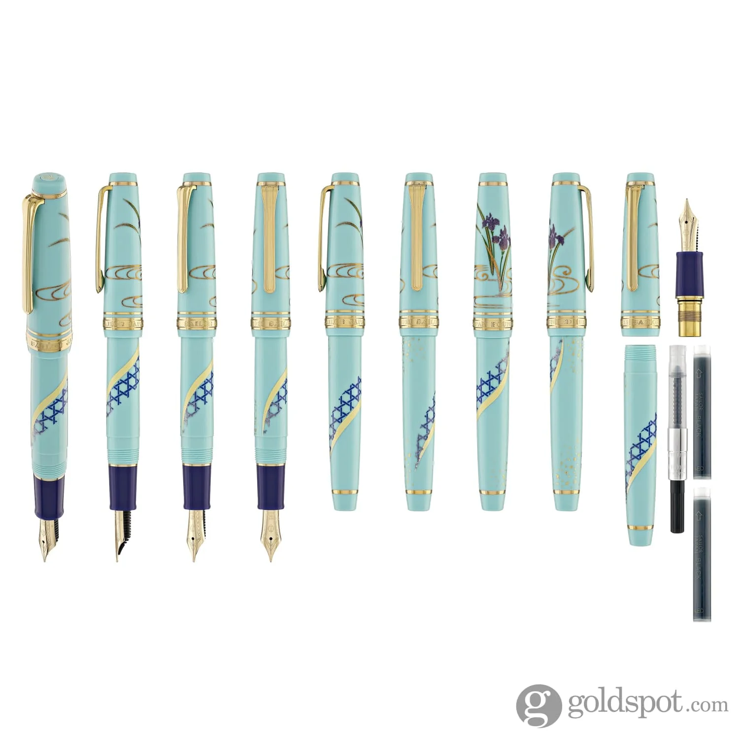 4762-sailor-professional-gear-slim-kimono-fountain-pen-in-protective-charm-with-gold-ip-14k-gold-10.webp Sailor Professional Gear Slim 'Kimono' Fountain Pen in Protective Charm with Gold IP - 14K Gold