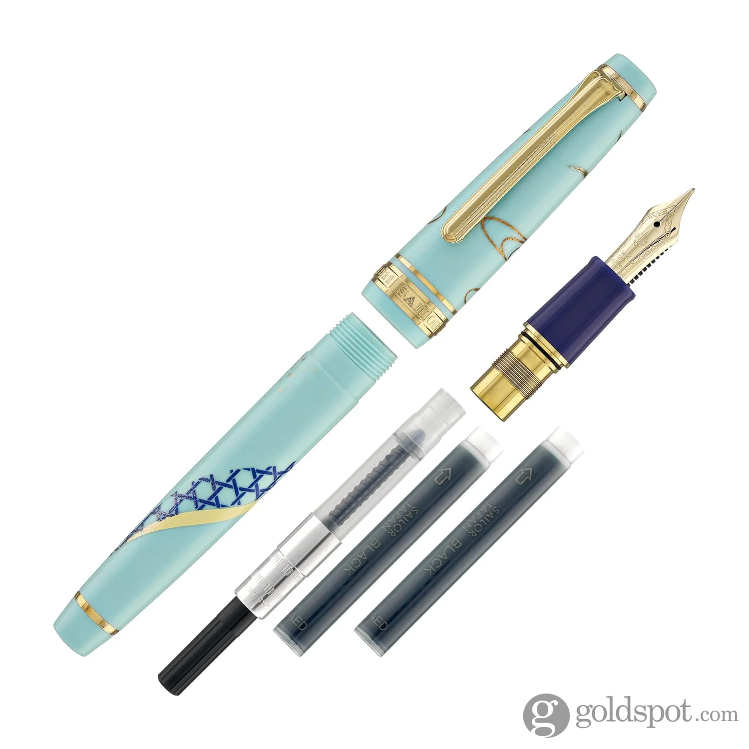 4762-sailor-professional-gear-slim-kimono-fountain-pen-in-protective-charm-with-gold-ip-14k-gold-9.webp Sailor Professional Gear Slim 'Kimono' Fountain Pen in Protective Charm with Gold IP - 14K Gold