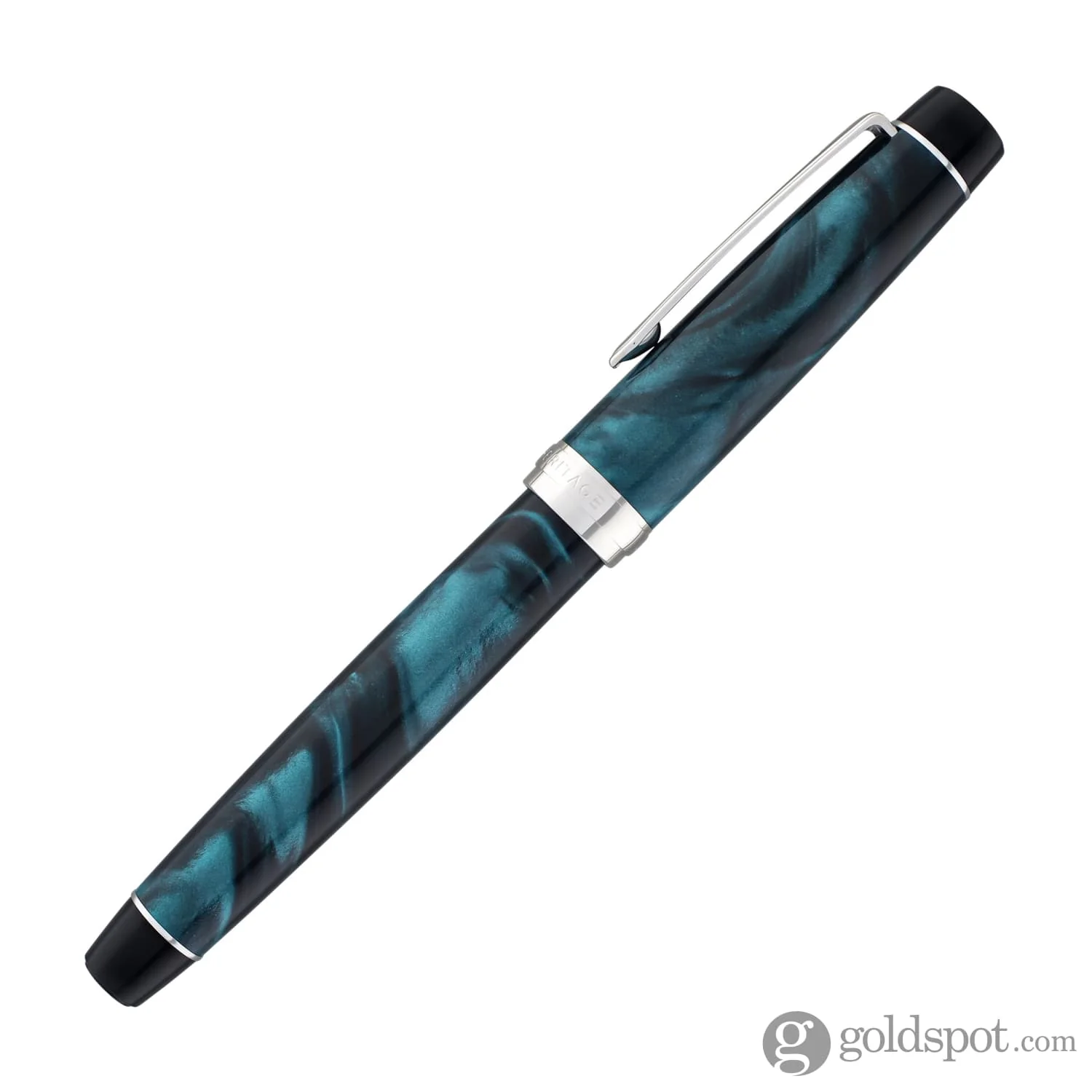 Pilot Custom Heritage SE Fountain Pen in Marble Green with Silver Trim - 14kt Gold