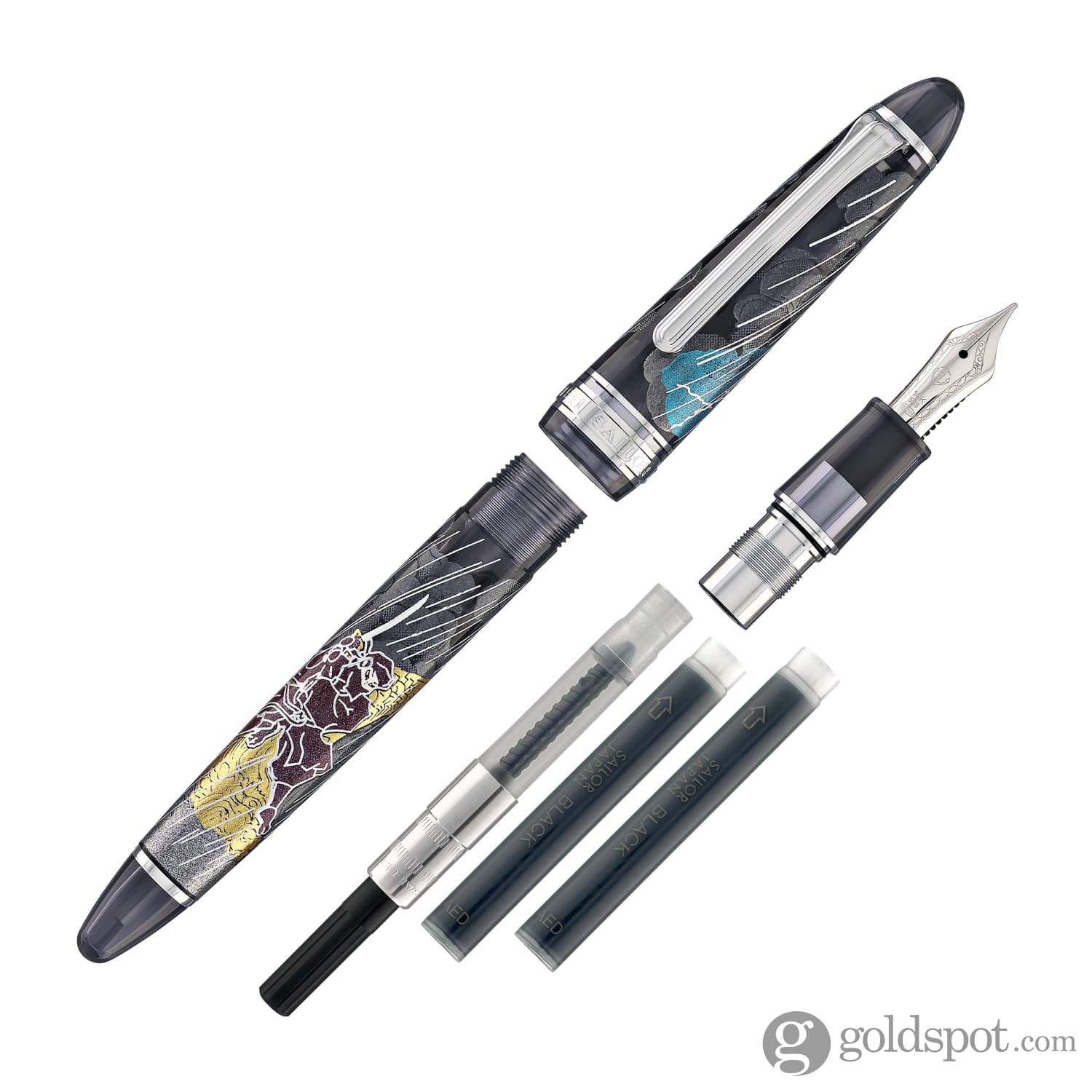 4857-sailor-1911-standard-ninja-fountain-pen-in-shachihoko-with-rhodium-trim-14k-gold-8.jpg Sailor 1911 Standard Ninja Fountain Pen in Shachihoko with Rhodium Trim - 14K Gold