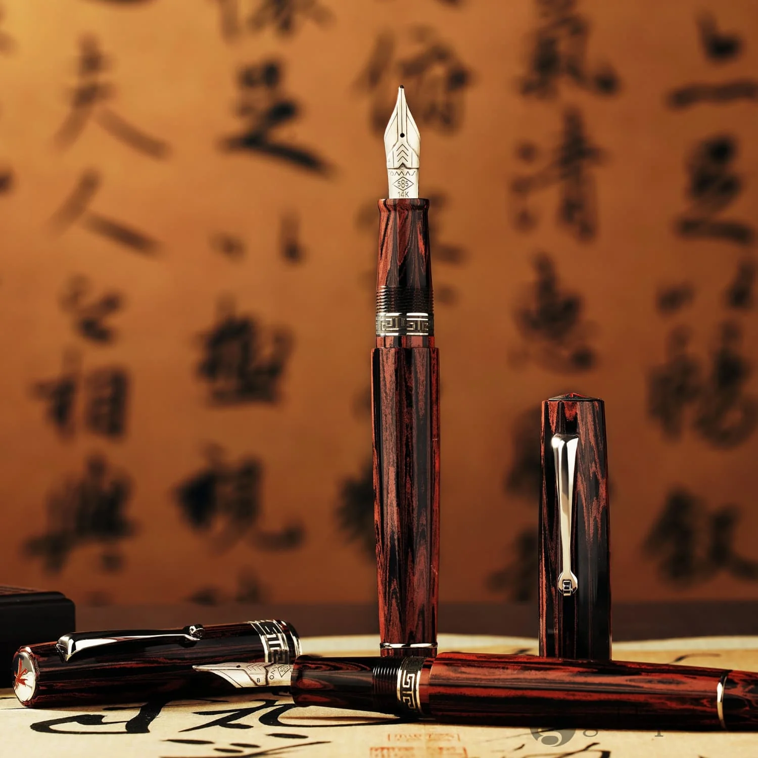 Omas Paragon Calligrafia in Red Ebonite with Ruthenium Trim