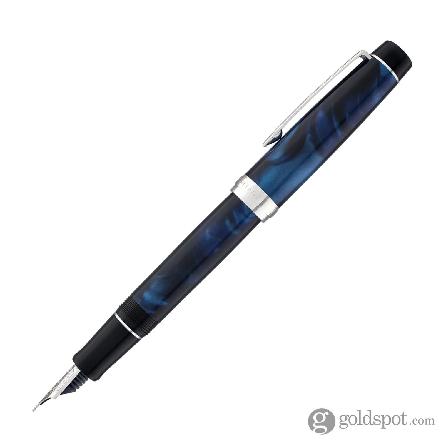 4922-pilot-custom-heritage-se-fountain-pen-in-marble-blue-with-silver-trim-14kt-gold-3.webp Pilot Custom Heritage SE Fountain Pen in Marble Blue with Silver Trim - 14kt Gold
