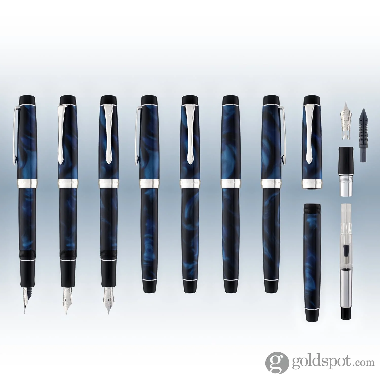 4922-pilot-custom-heritage-se-fountain-pen-in-marble-blue-with-silver-trim-14kt-gold-8.webp Pilot Custom Heritage SE Fountain Pen in Marble Blue with Silver Trim - 14kt Gold