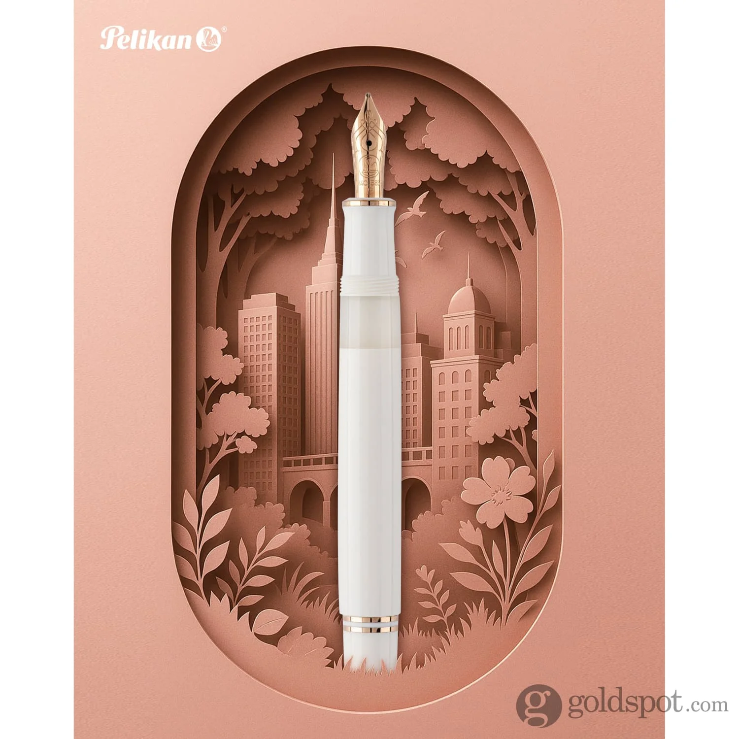 Pelikan Souveran 600 Fountain Pen in White & Rose Gold Trim