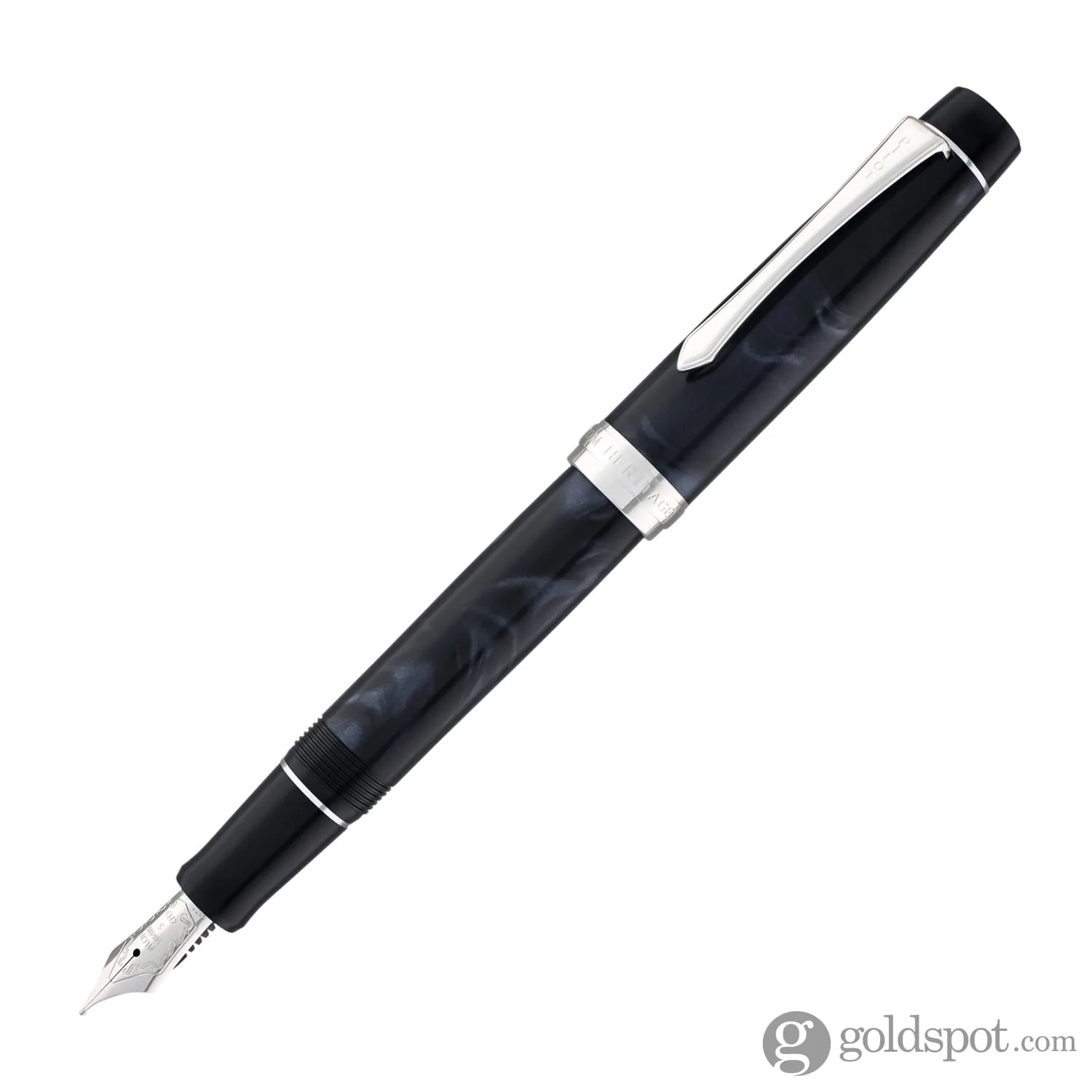 Pilot Custom Heritage SE Fountain Pen in Marble Black with Silver Trim - 14kt Gold