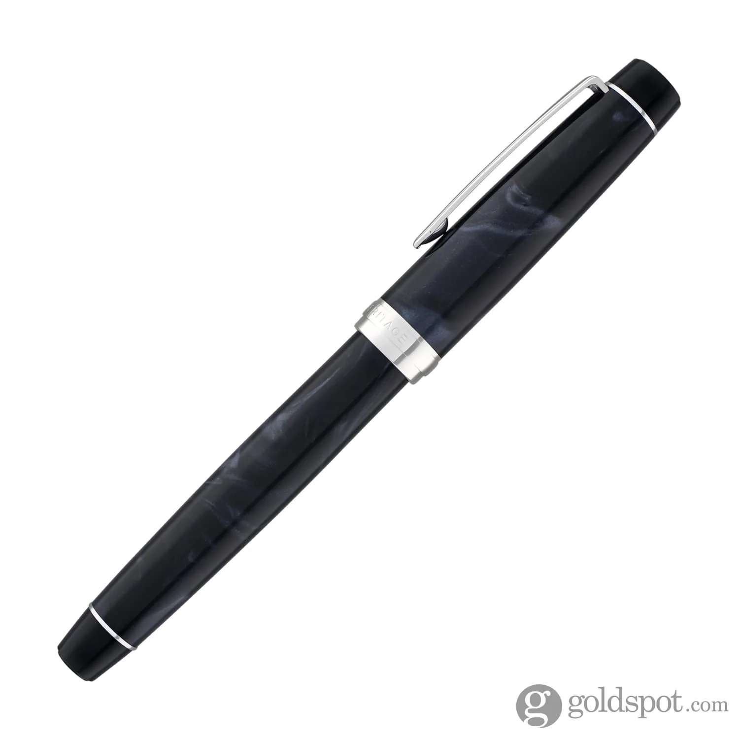 Pilot Custom Heritage SE Fountain Pen in Marble Black with Silver Trim - 14kt Gold
