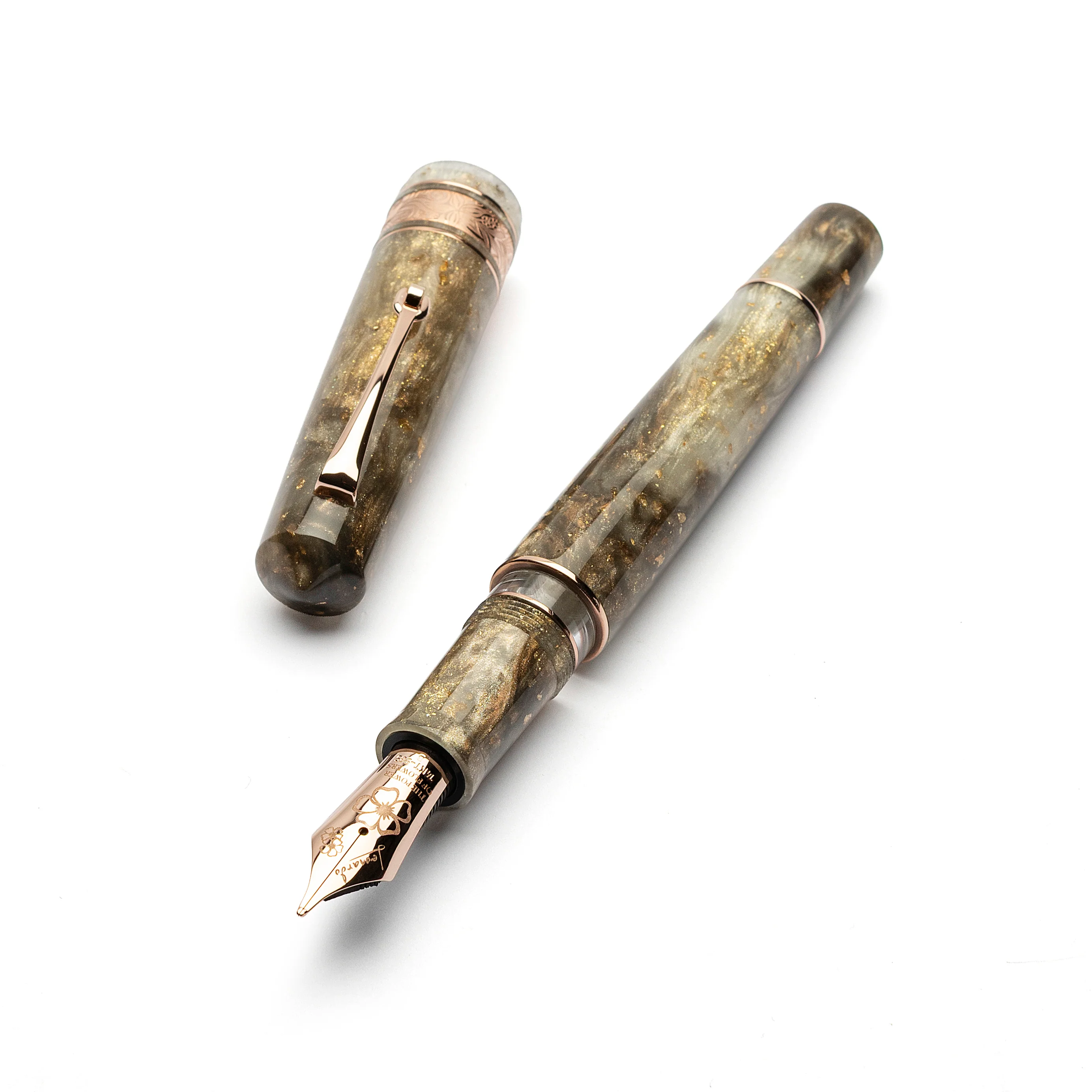 5009-leonardo-momento-zero-grande-2.0-fountain-pen-in-cosmos-chocolate-flower-rose-gold-trim-no.-8-size-nib-2.webp Leonardo Momento Zero Grande 2.0 Fountain Pen in Cosmos Chocolate Flower, Rose Gold Trim No. 8 Size Nib