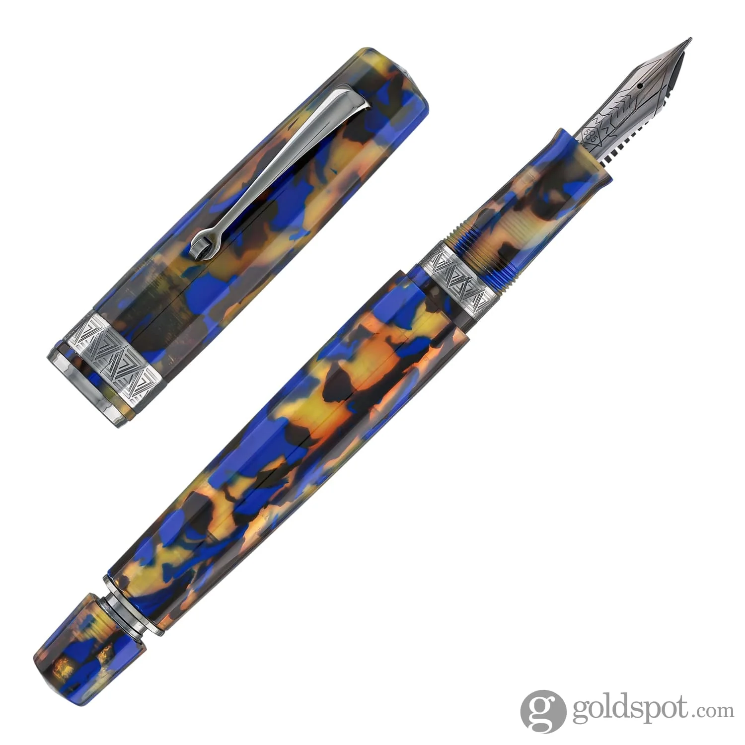 Omas Paragon Fountain Pen in Blue Lucens with Black Trim