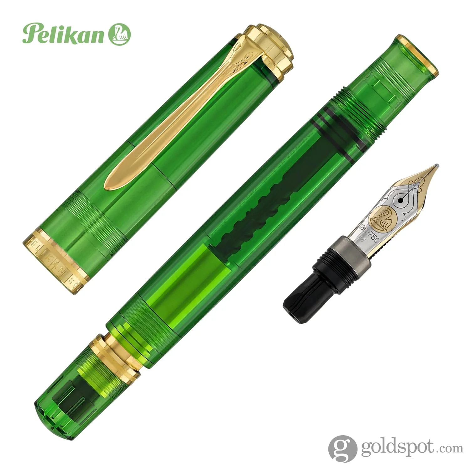 5062-pelikan-souveran-m800-fountain-pen-in-green-demonstrator-with-gold-trim-18k-gold-7.webp Pelikan Souveran M800 Fountain Pen in Green Demonstrator with Gold Trim - 18K Gold