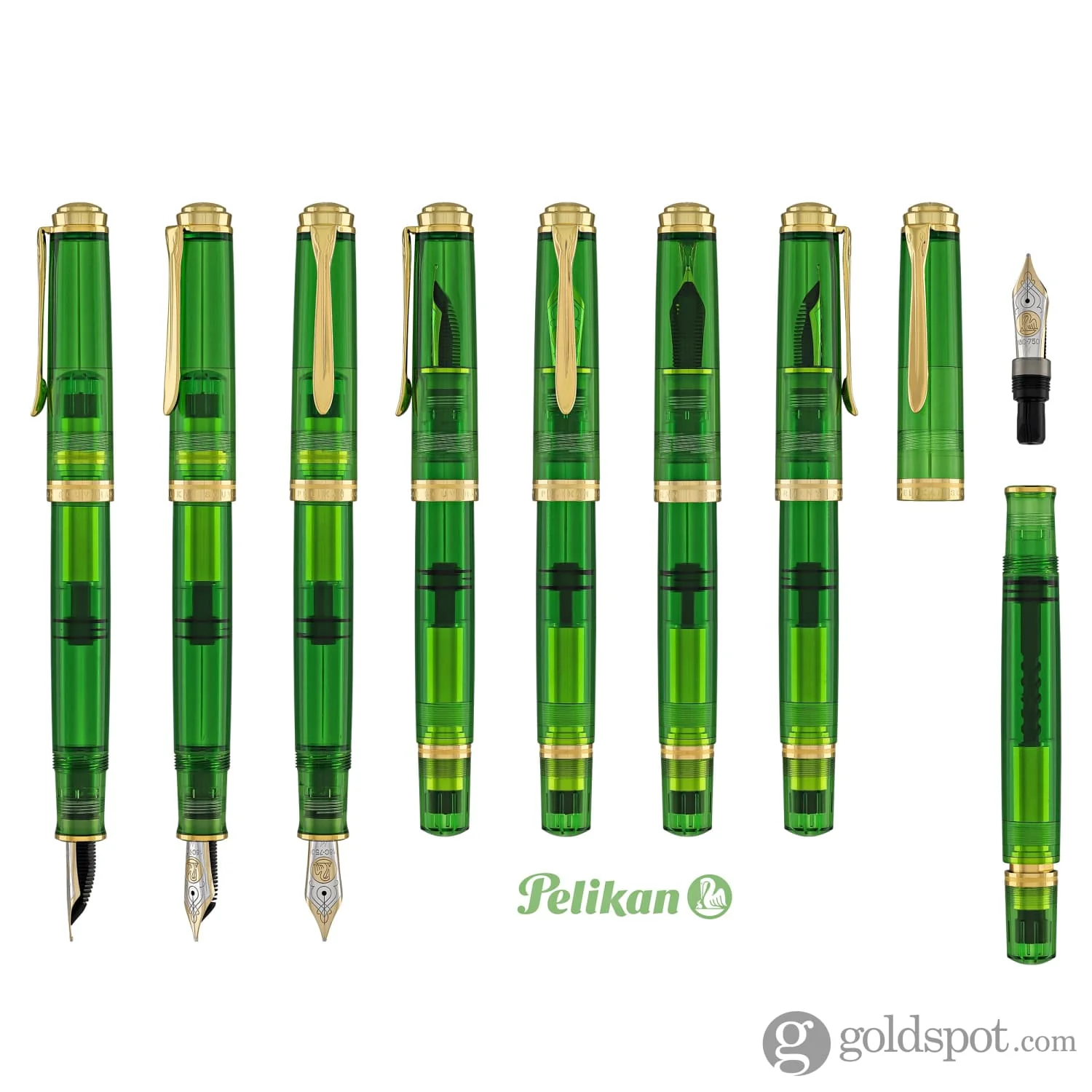 5062-pelikan-souveran-m800-fountain-pen-in-green-demonstrator-with-gold-trim-18k-gold-8.webp Pelikan Souveran M800 Fountain Pen in Green Demonstrator with Gold Trim - 18K Gold