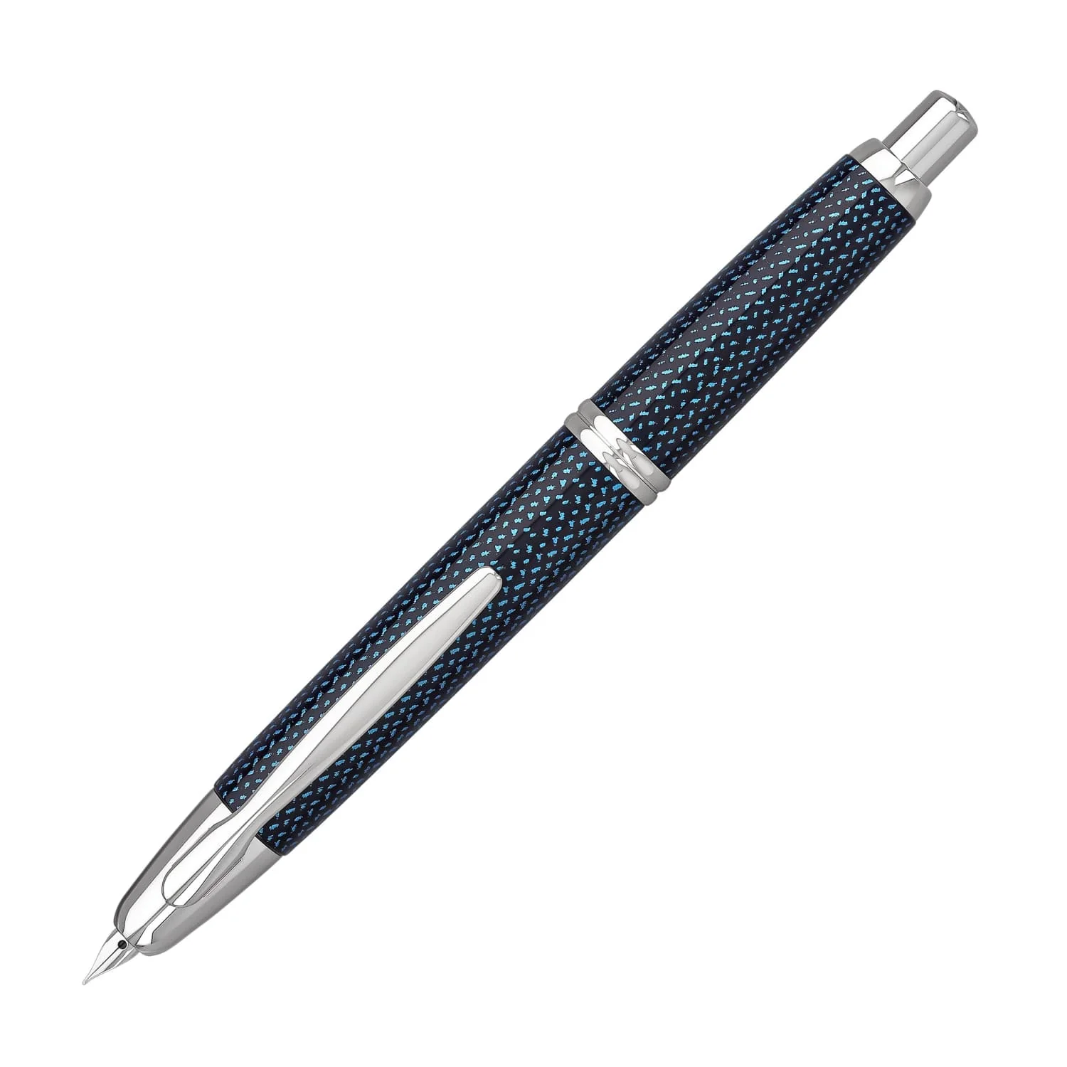 5078-pilot-vanishing-point-fountain-pen-in-blue-carbonesque-rhodium-18k-gold-1.webp Pilot Vanishing Point Fountain Pen in Blue Carbonesque & Rhodium - 18K Gold