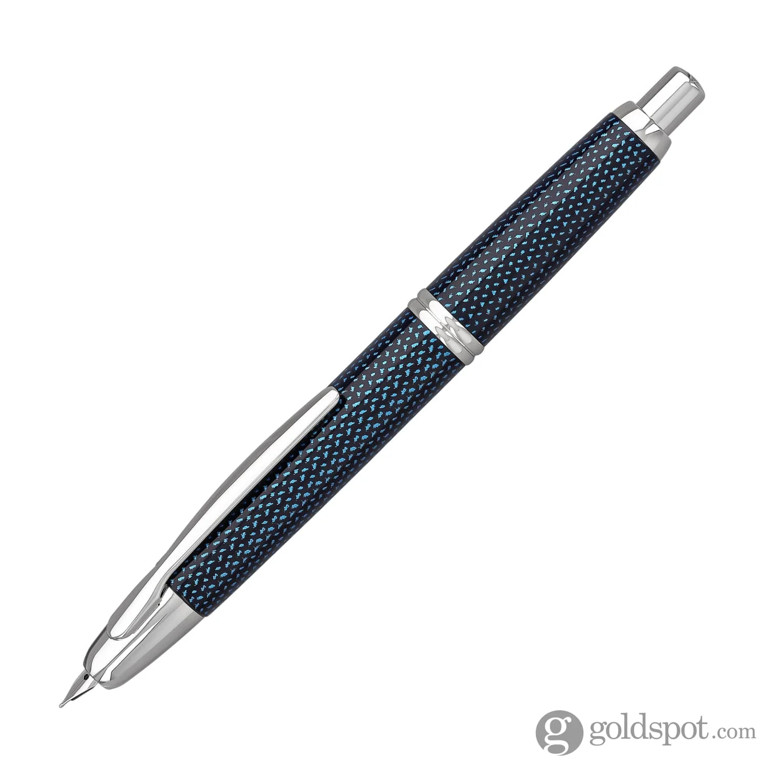 5078-pilot-vanishing-point-fountain-pen-in-blue-carbonesque-rhodium-18k-gold-2.webp Pilot Vanishing Point Fountain Pen in Blue Carbonesque & Rhodium - 18K Gold