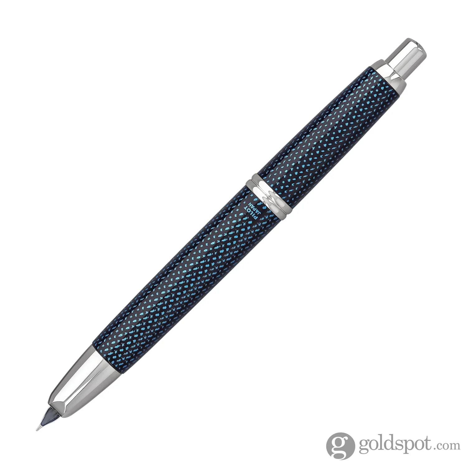 5078-pilot-vanishing-point-fountain-pen-in-blue-carbonesque-rhodium-18k-gold-4.webp Pilot Vanishing Point Fountain Pen in Blue Carbonesque & Rhodium - 18K Gold