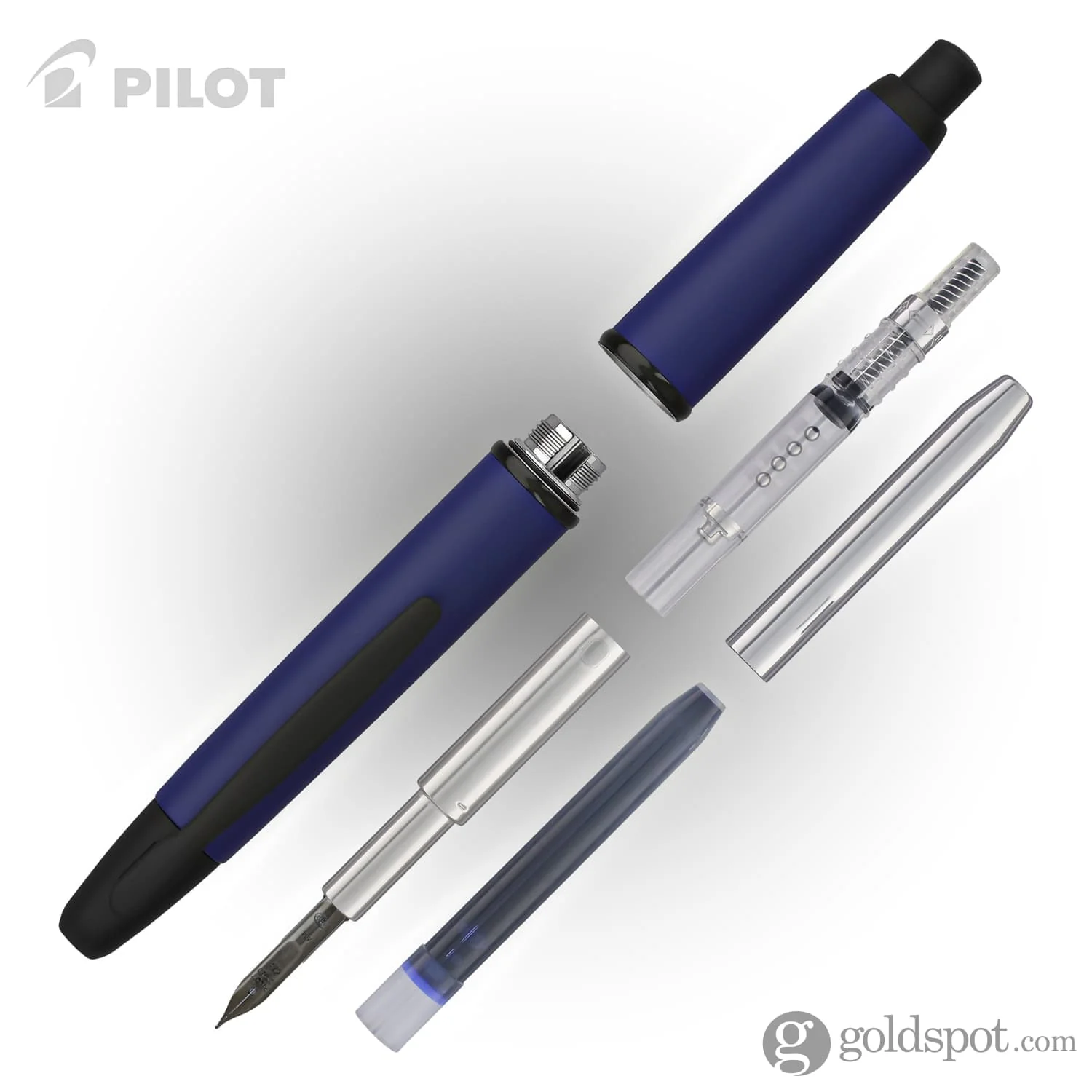 Pilot Vanishing Point Fountain Pen in Matte Blue & Black Accents - 18K Gold