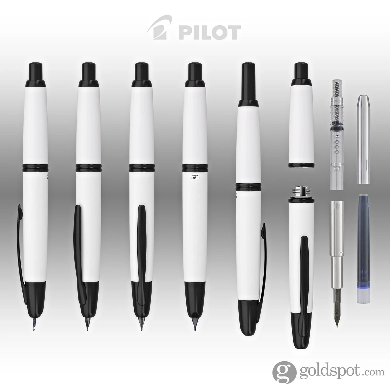 5088-pilot-vanishing-point-fountain-pen-in-shiny-white-black-accents-18k-gold-nib-7.webp Pilot Vanishing Point Fountain Pen in Shiny White & Black Accents - 18K Gold Nib