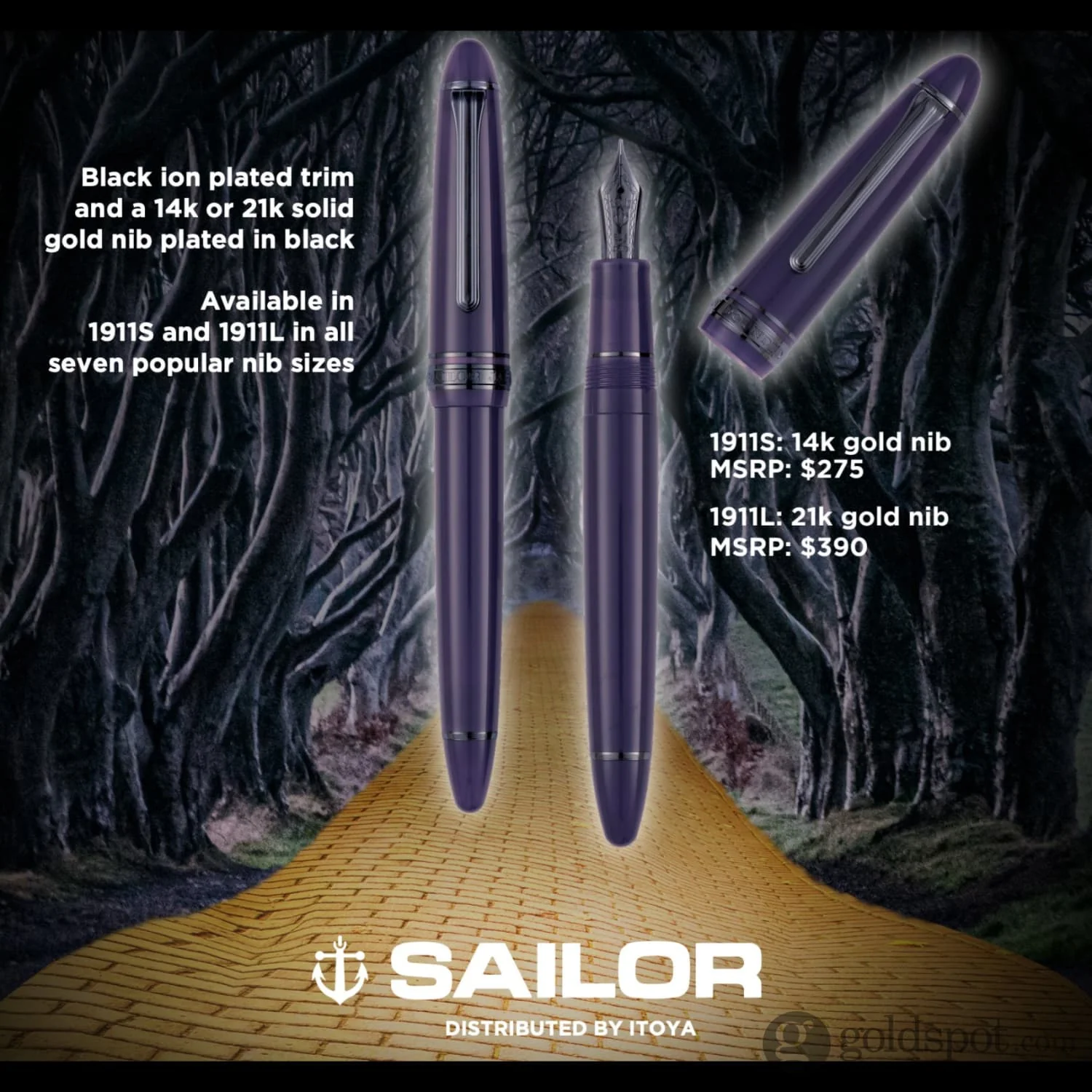 Sailor 1911 Large Fountain Pen in Wicked Witch - 21kt Gold Nib