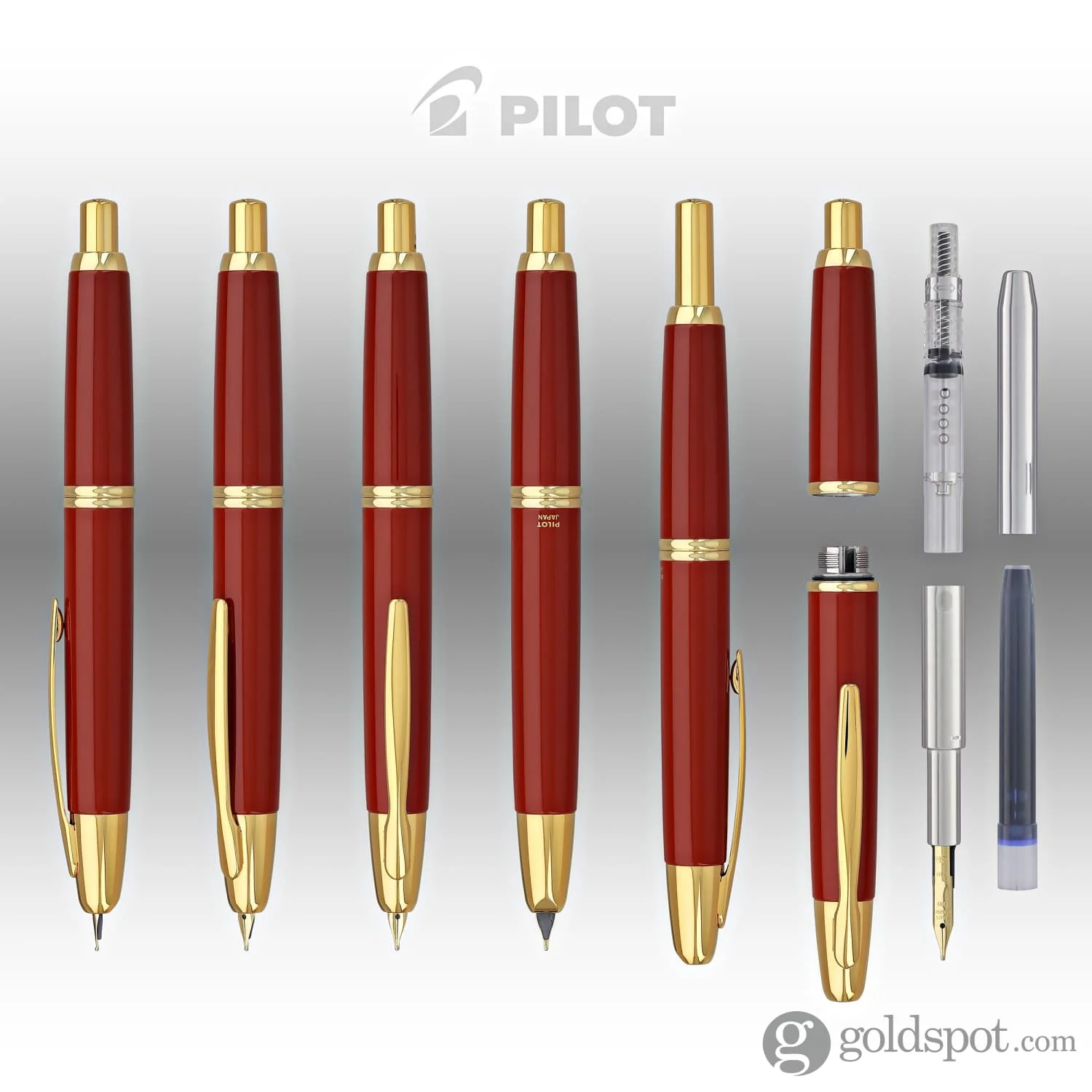 Pilot Vanishing Point Fountain Pen in Red & Gold - 18K Gold