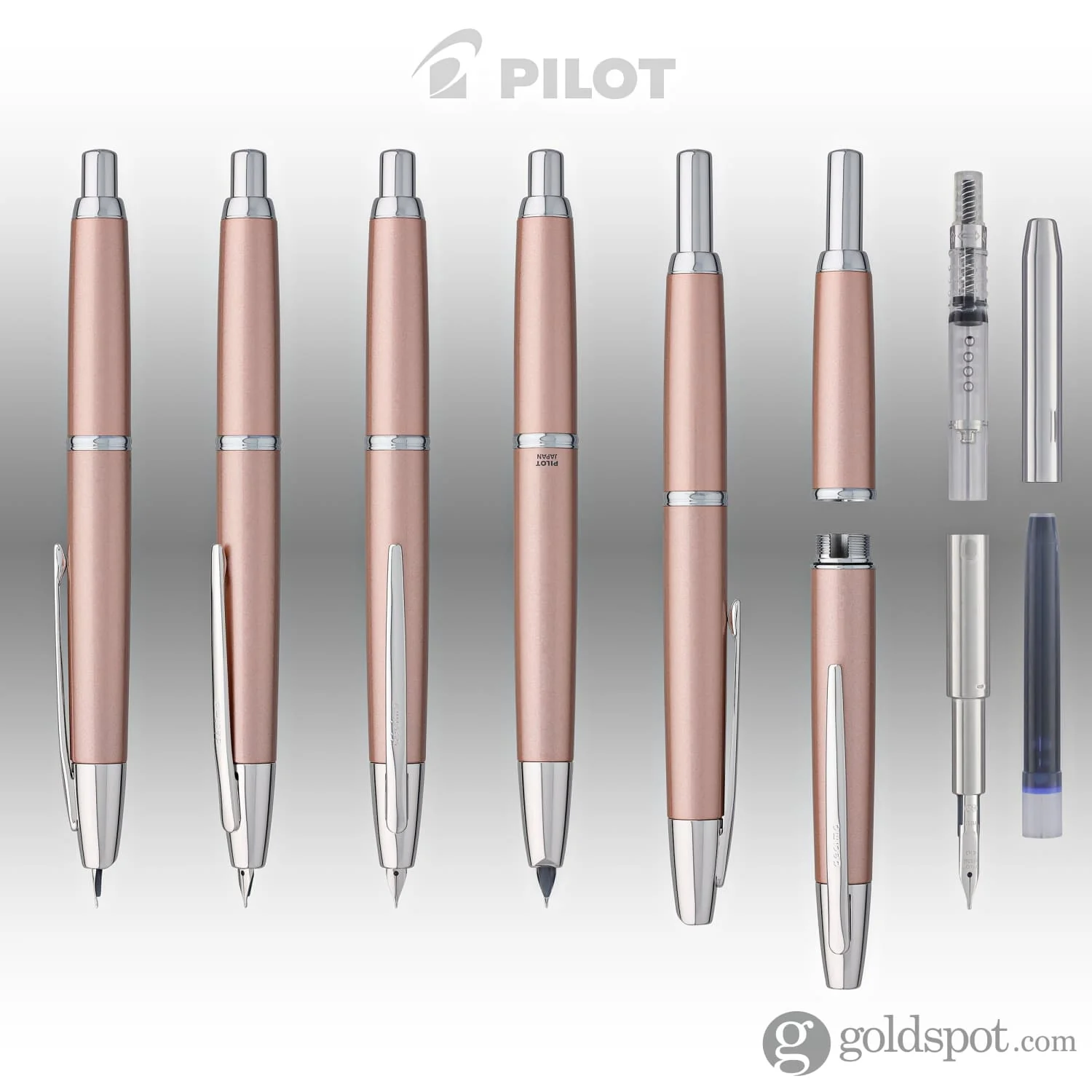 Pilot Vanishing Point Decimo Fountain Pen in Champagne - 18K Gold