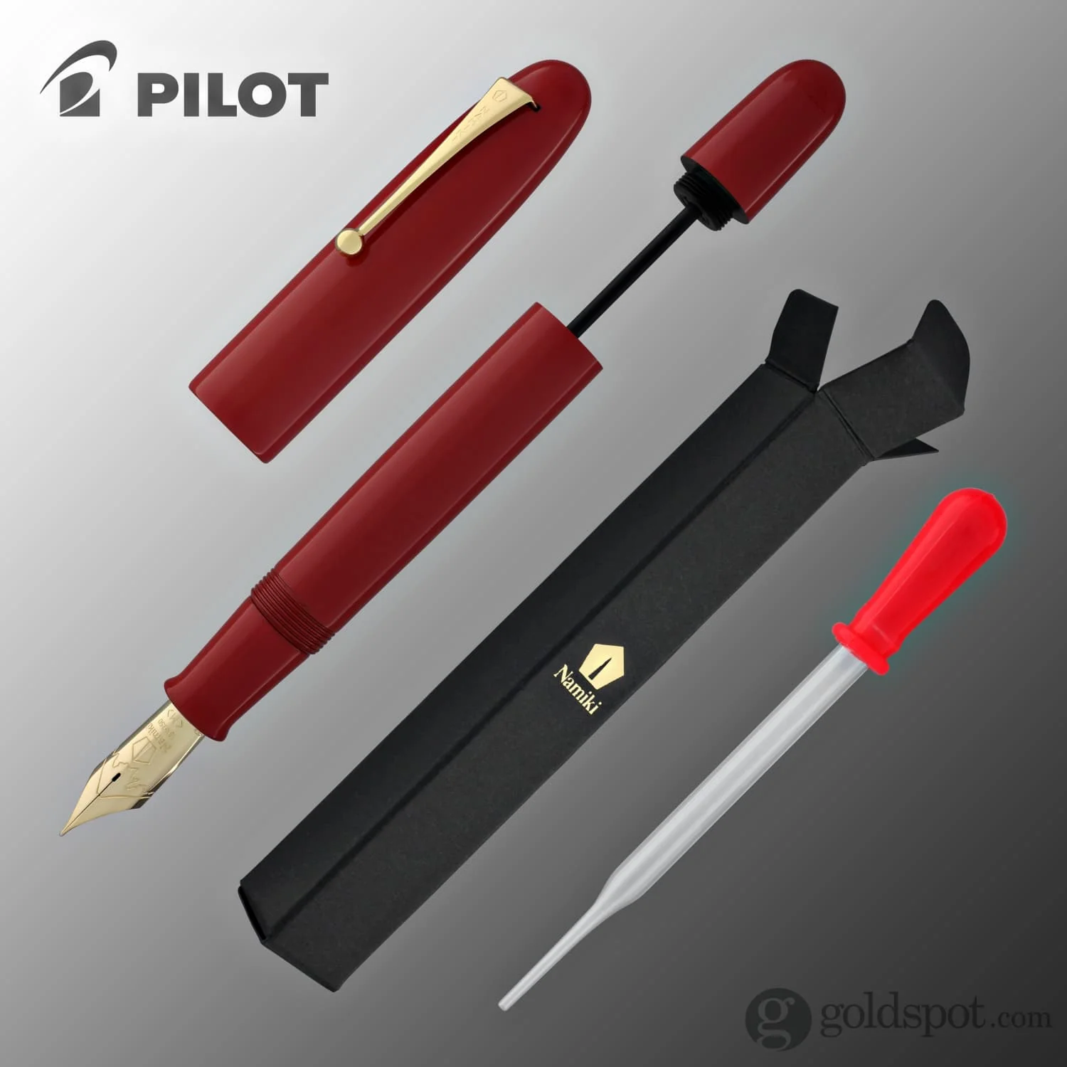 Namiki Emperor Fountain Pen in Vermilion Urushi Red - 18K Gold