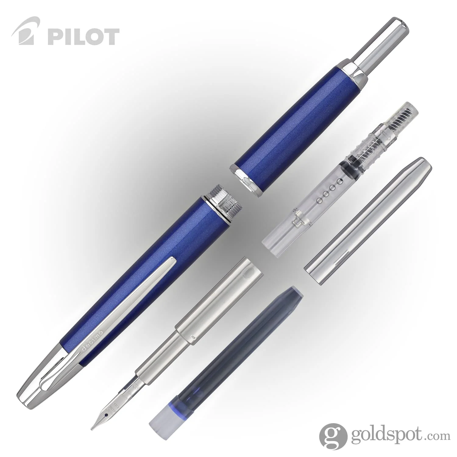 Pilot Vanishing Point Decimo Fountain Pen in Navy - 18K Gold