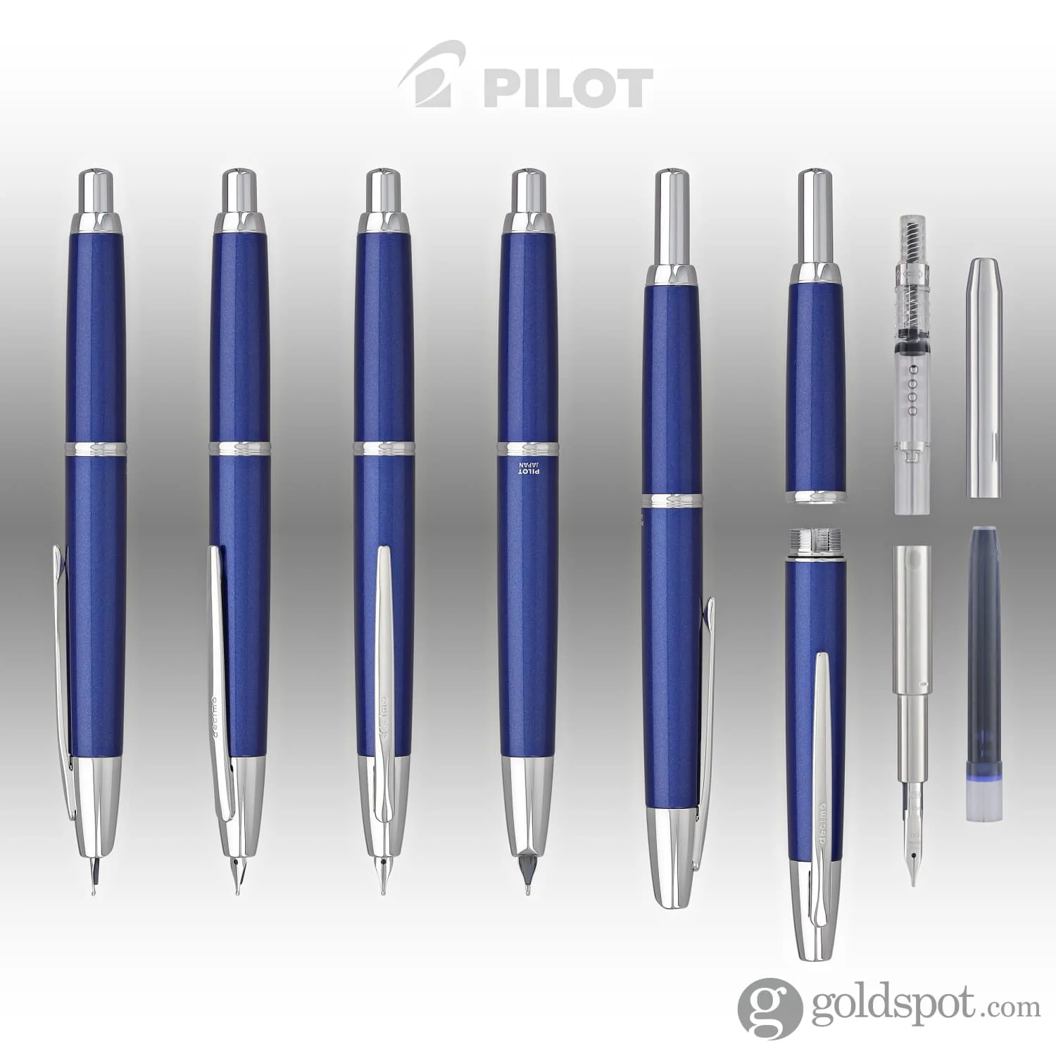 Pilot Vanishing Point Decimo Fountain Pen in Navy - 18K Gold