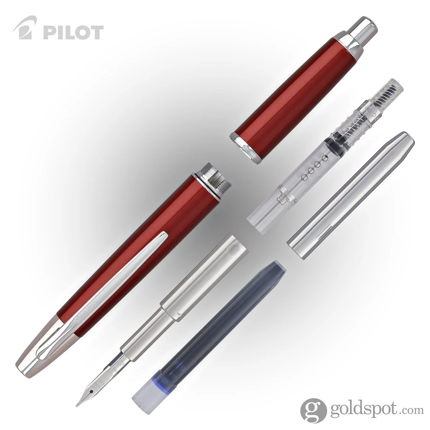 Pilot Vanishing Point Decimo Fountain Pen in Burgundy - 18K Gold
