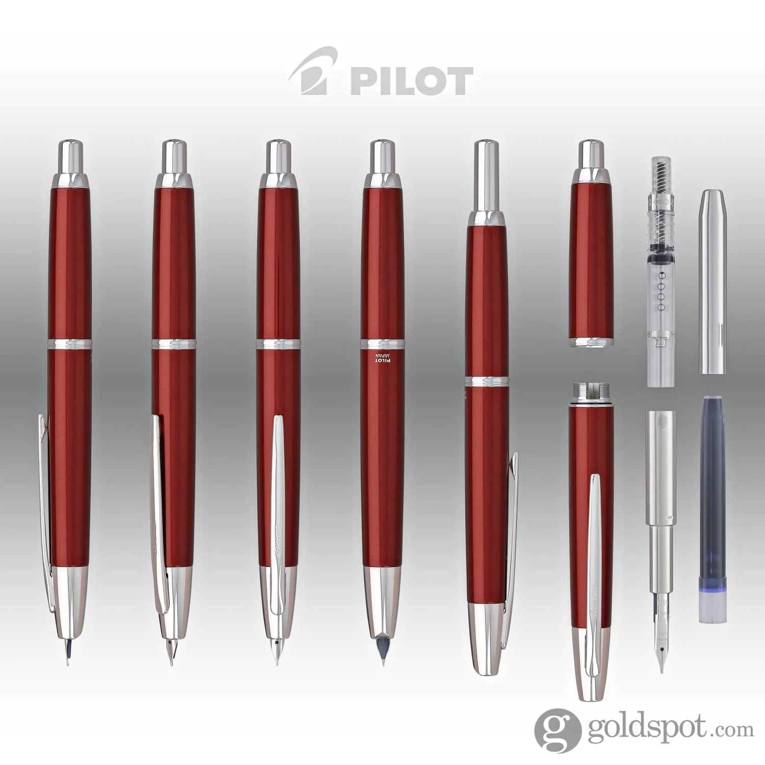 Pilot Vanishing Point Decimo Fountain Pen in Burgundy - 18K Gold
