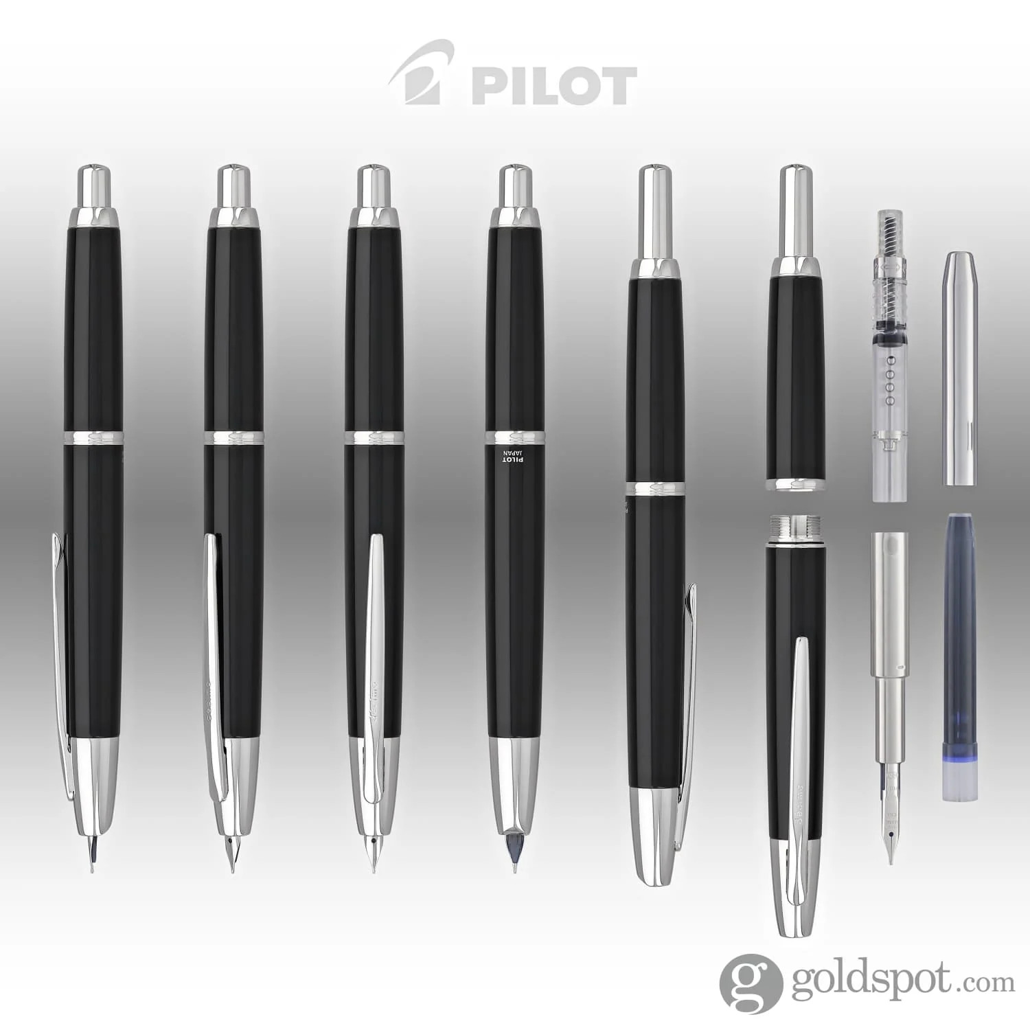 Pilot Vanishing Point Decimo Fountain Pen in Black - 18K Gold