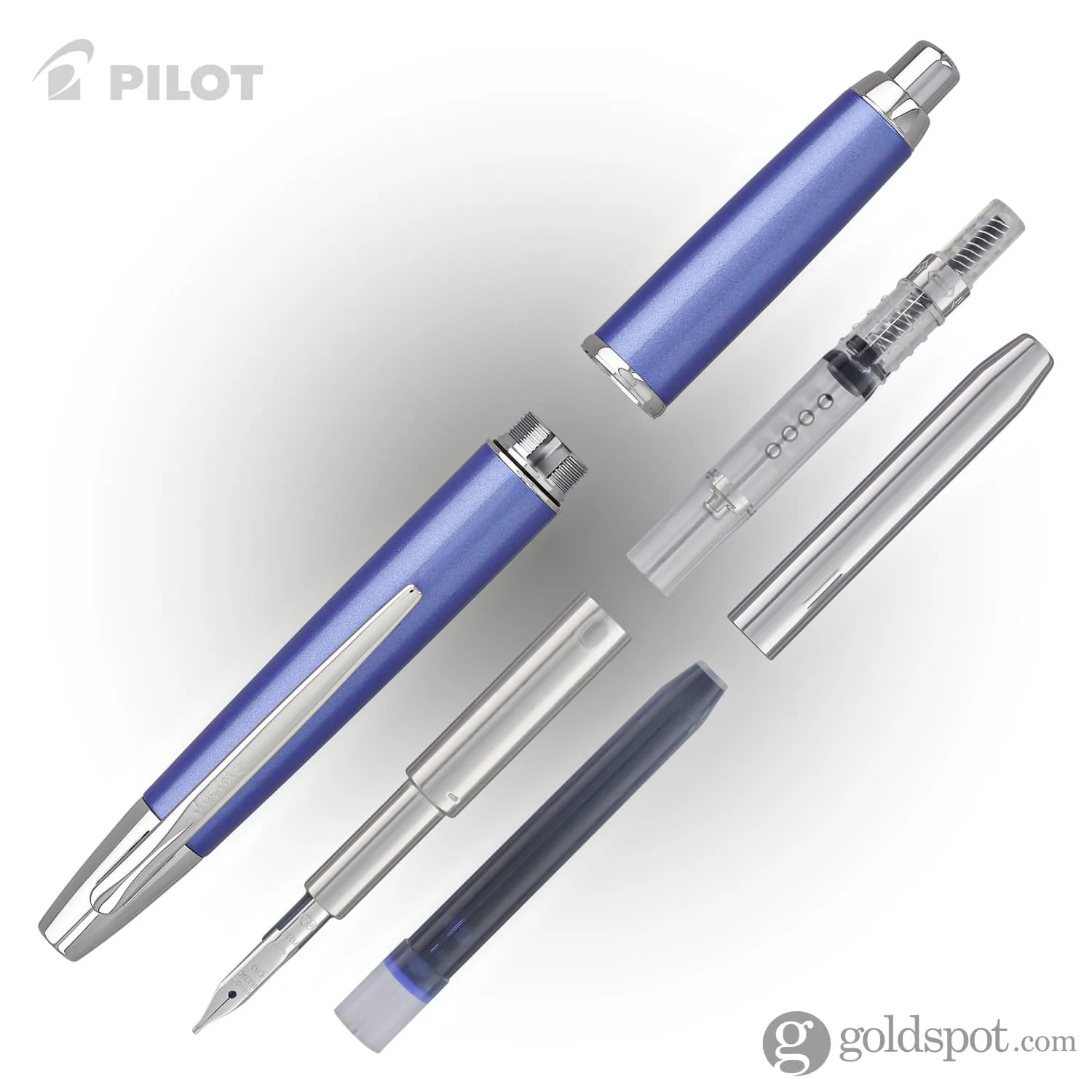 Pilot Vanishing Point Decimo Fountain Pen in Light Blue - 18K Gold