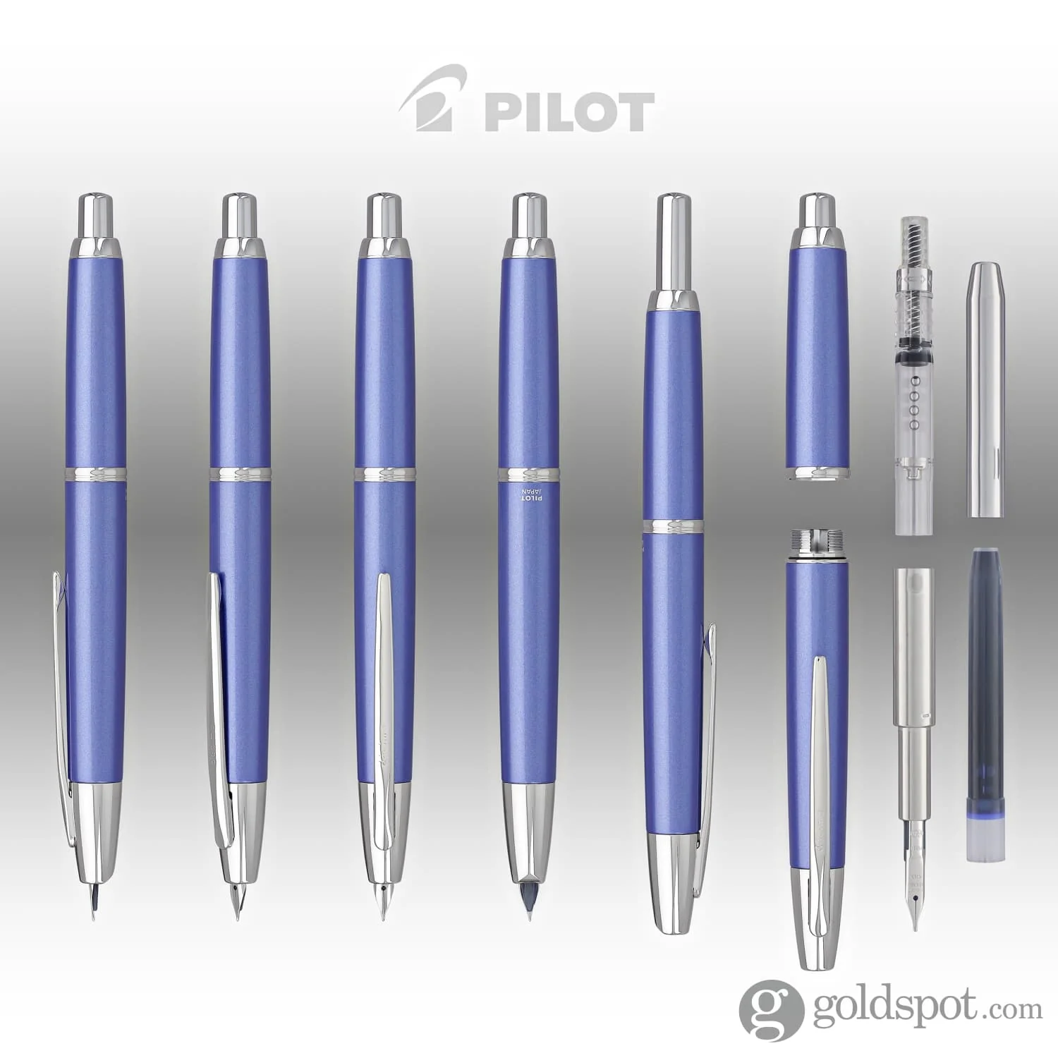 Pilot Vanishing Point Decimo Fountain Pen in Light Blue - 18K Gold