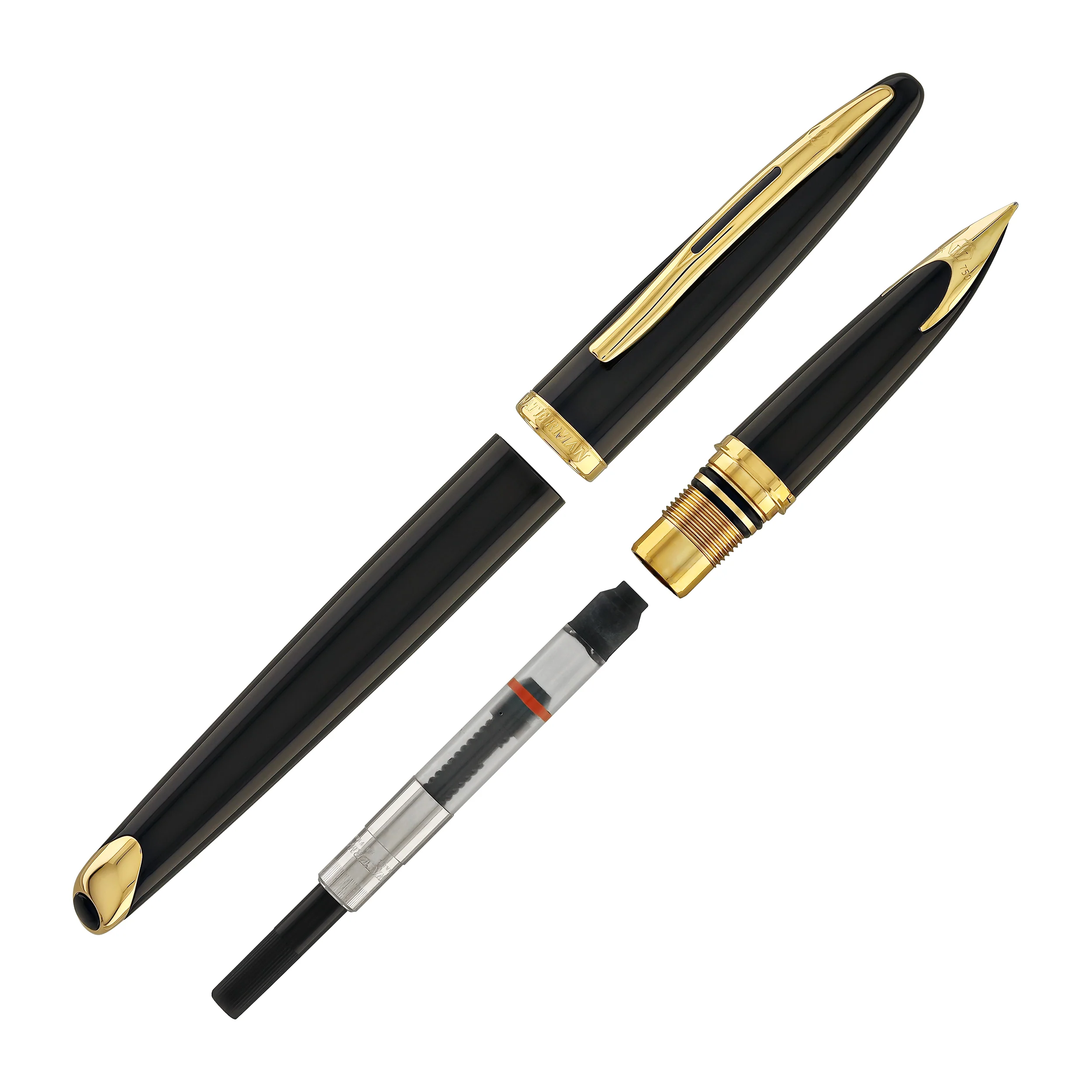 5264-waterman-carene-fountain-pen-in-black-sea-with-gold-trim-18k-gold-medium-point-7.webp Waterman Carene Fountain Pen in Black Sea with Gold Trim - 18K Gold Medium Point
