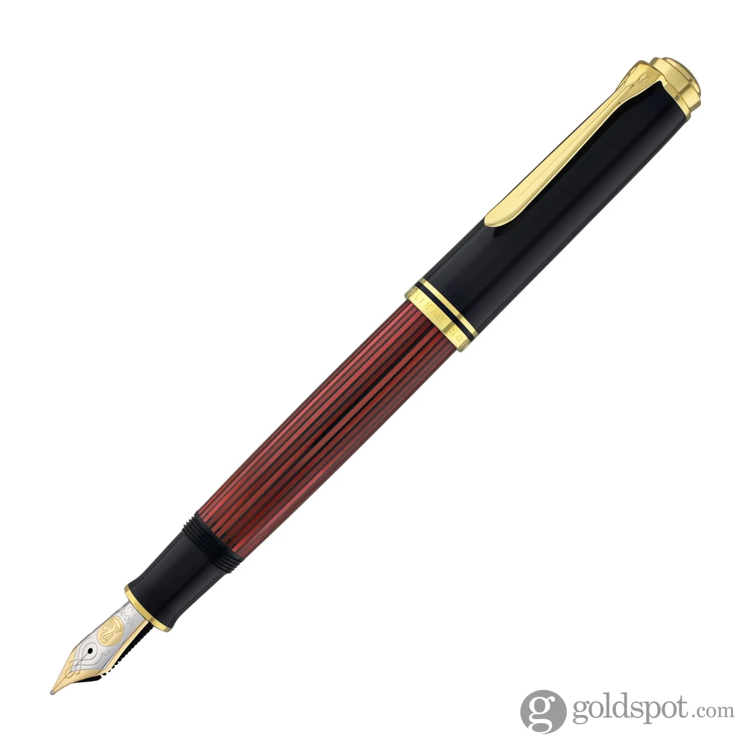 Pelikan Souveran M800 Fountain Pen in Black & Red with Gold Trim - 18K Gold