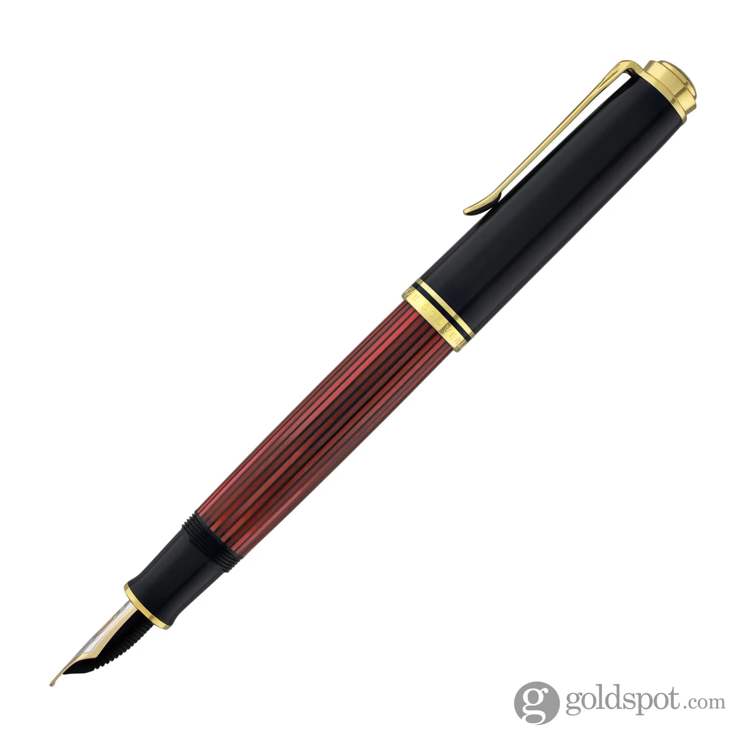 Pelikan Souveran M800 Fountain Pen in Black & Red with Gold Trim - 18K Gold