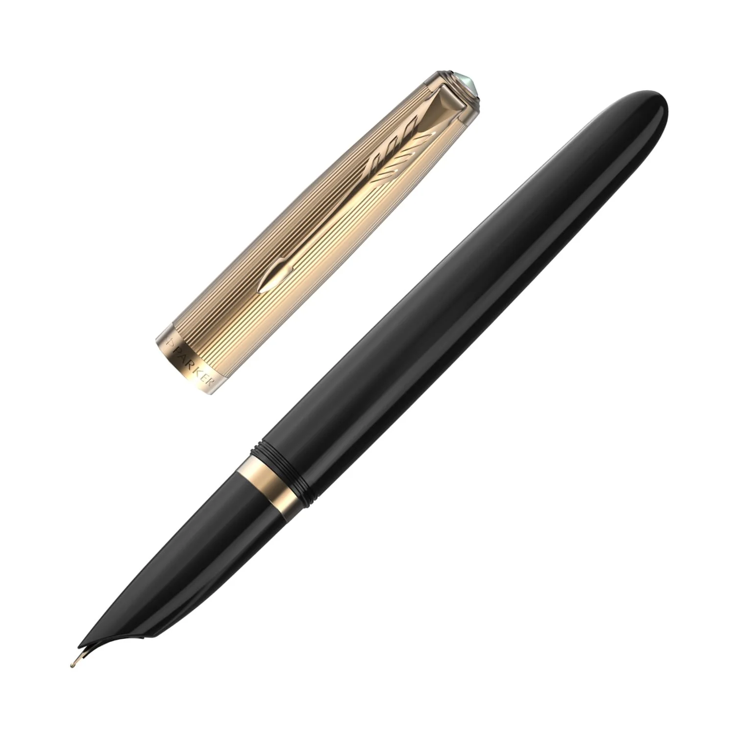 5292-parker-51-fountain-pen-in-black-with-gold-trim-18k-gold-1.webp Parker 51 Fountain Pen in Black with Gold Trim - 18K Gold