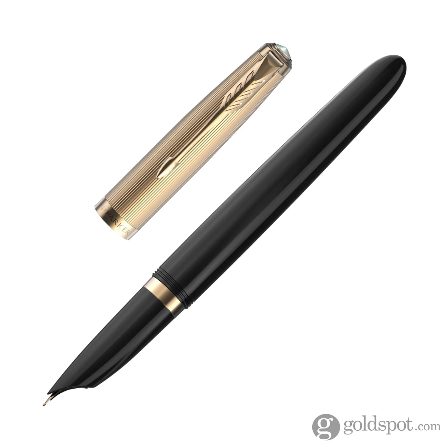 Parker 51 Fountain Pen in Black with Gold Trim - 18K Gold