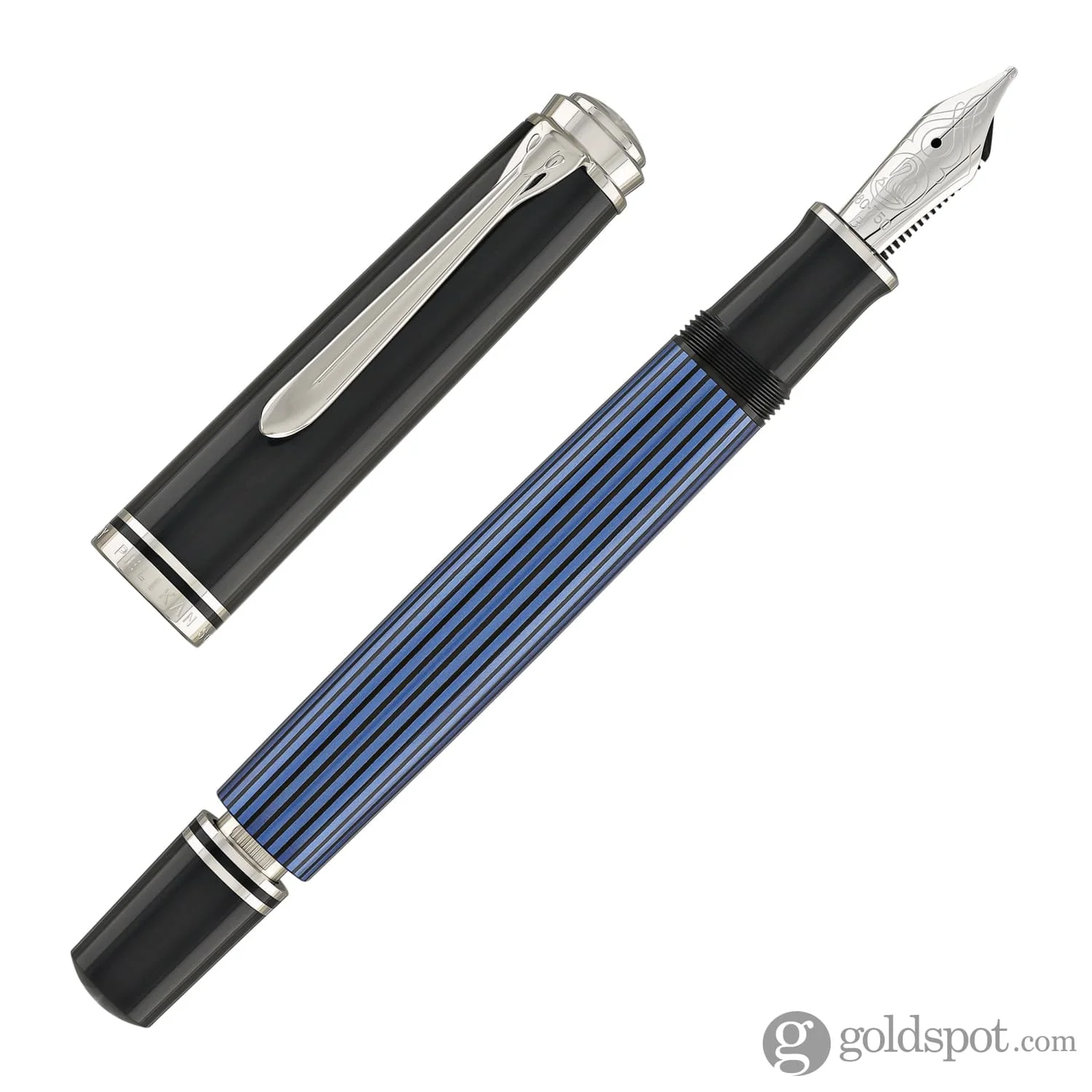 5314-pelikan-souveran-m805-fountain-pen-in-black-blue-with-silver-trim-18k-gold-7.webp Pelikan Souveran M805 Fountain Pen in Black & Blue with Silver Trim - 18K Gold