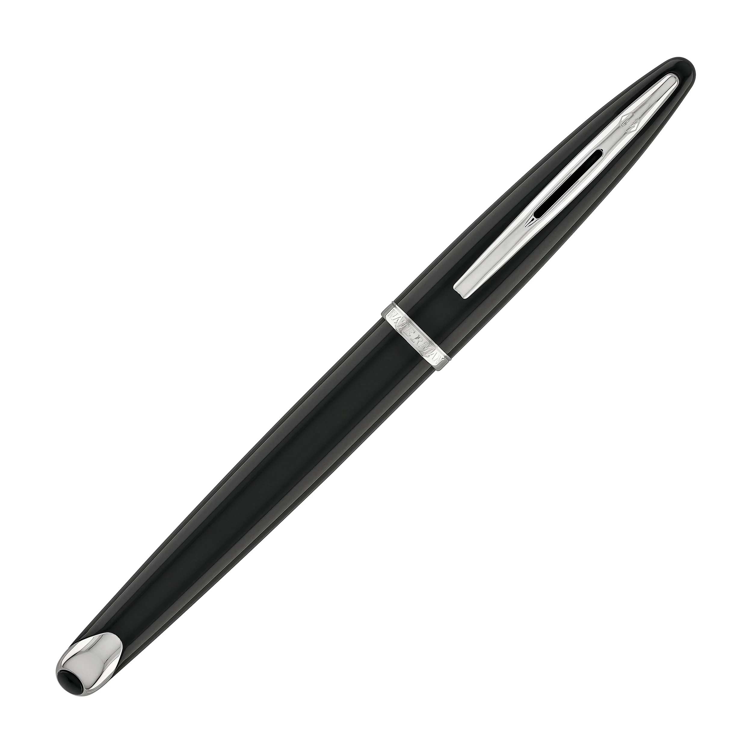 Waterman Carene Fountain Pen in Black Sea with Stainless Steel Trim - 18K Gold