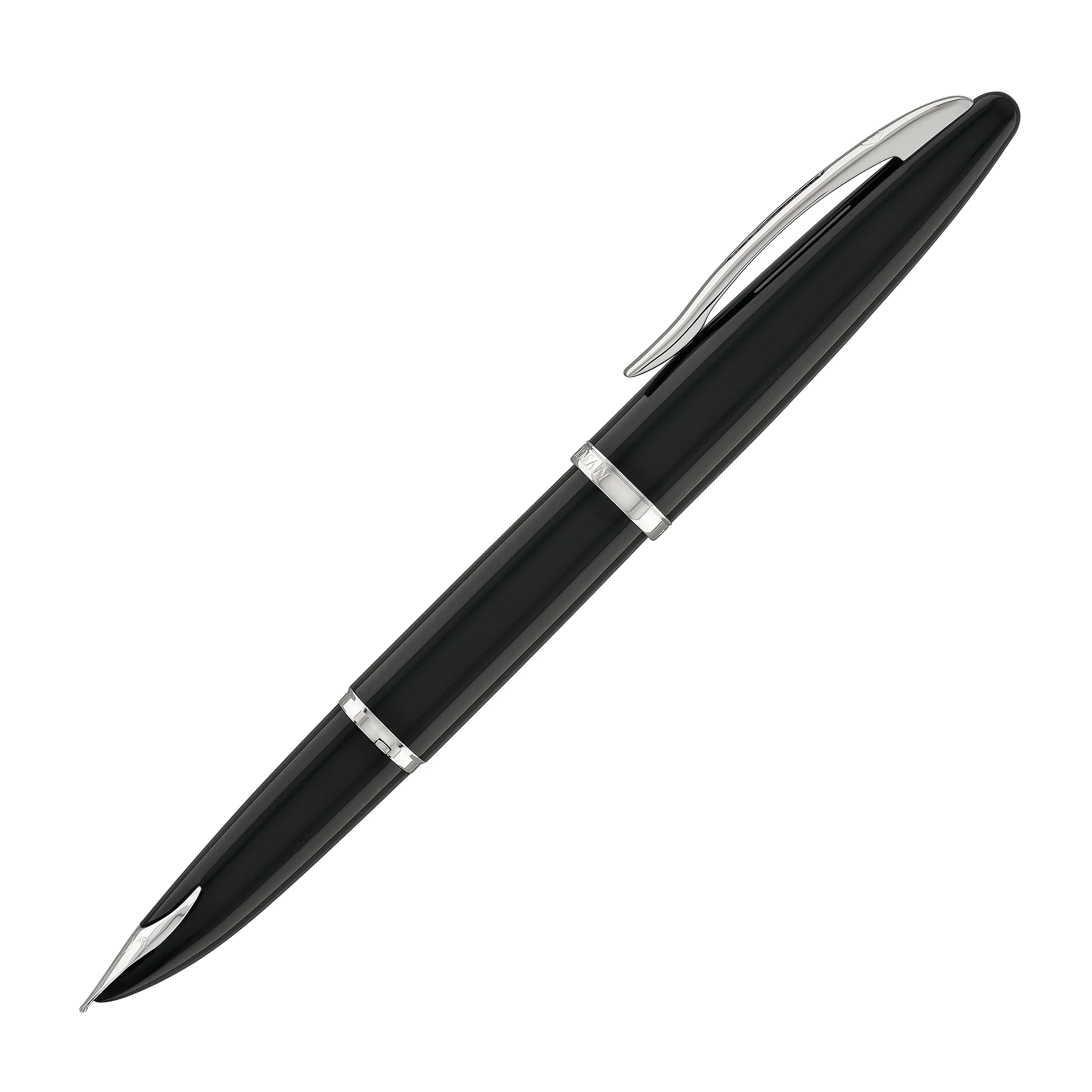 Waterman Carene Fountain Pen in Black Sea with Stainless Steel Trim - 18K Gold