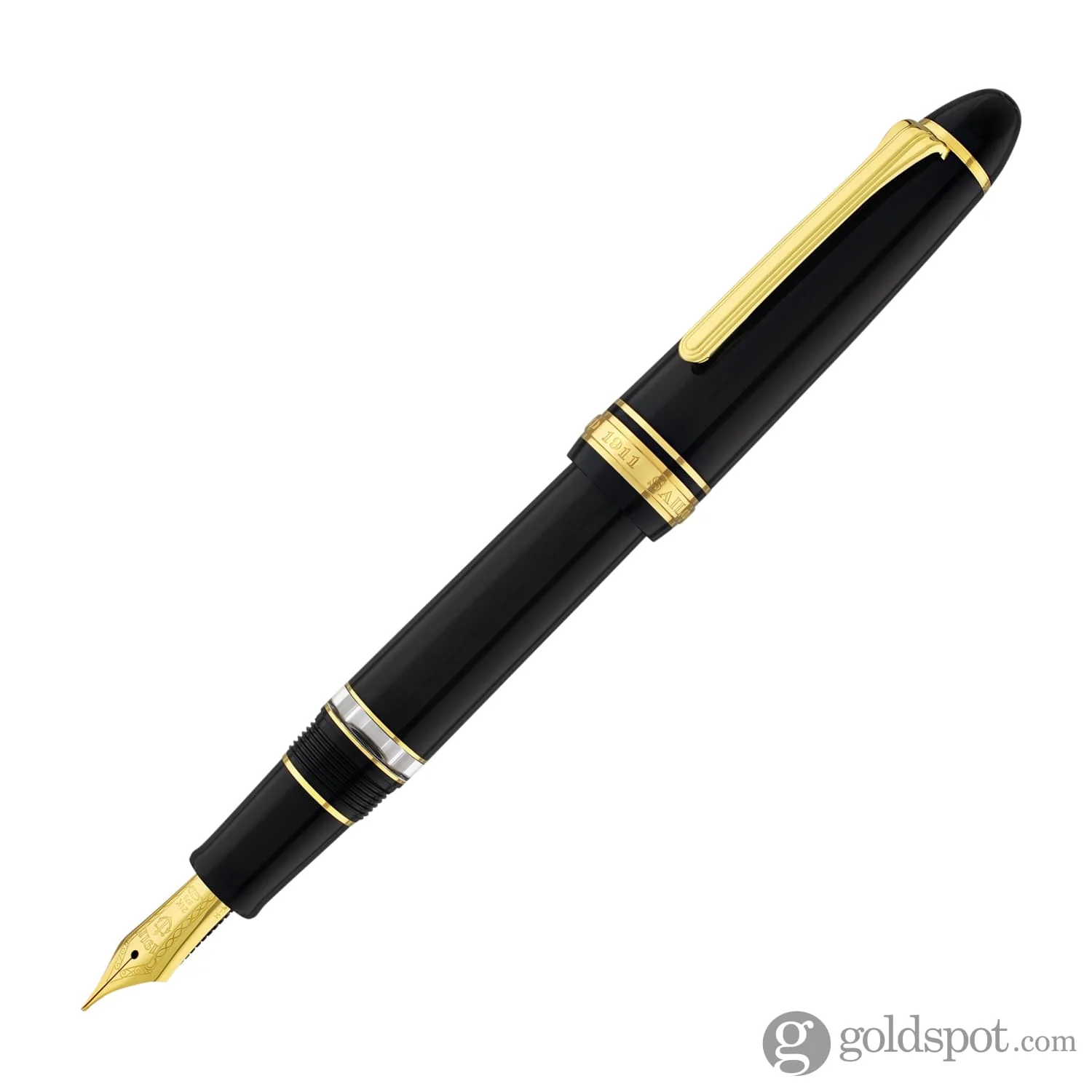 Sailor 1911 Large Realo Fountain Pen in Black with Gold Trim - 21K Gold