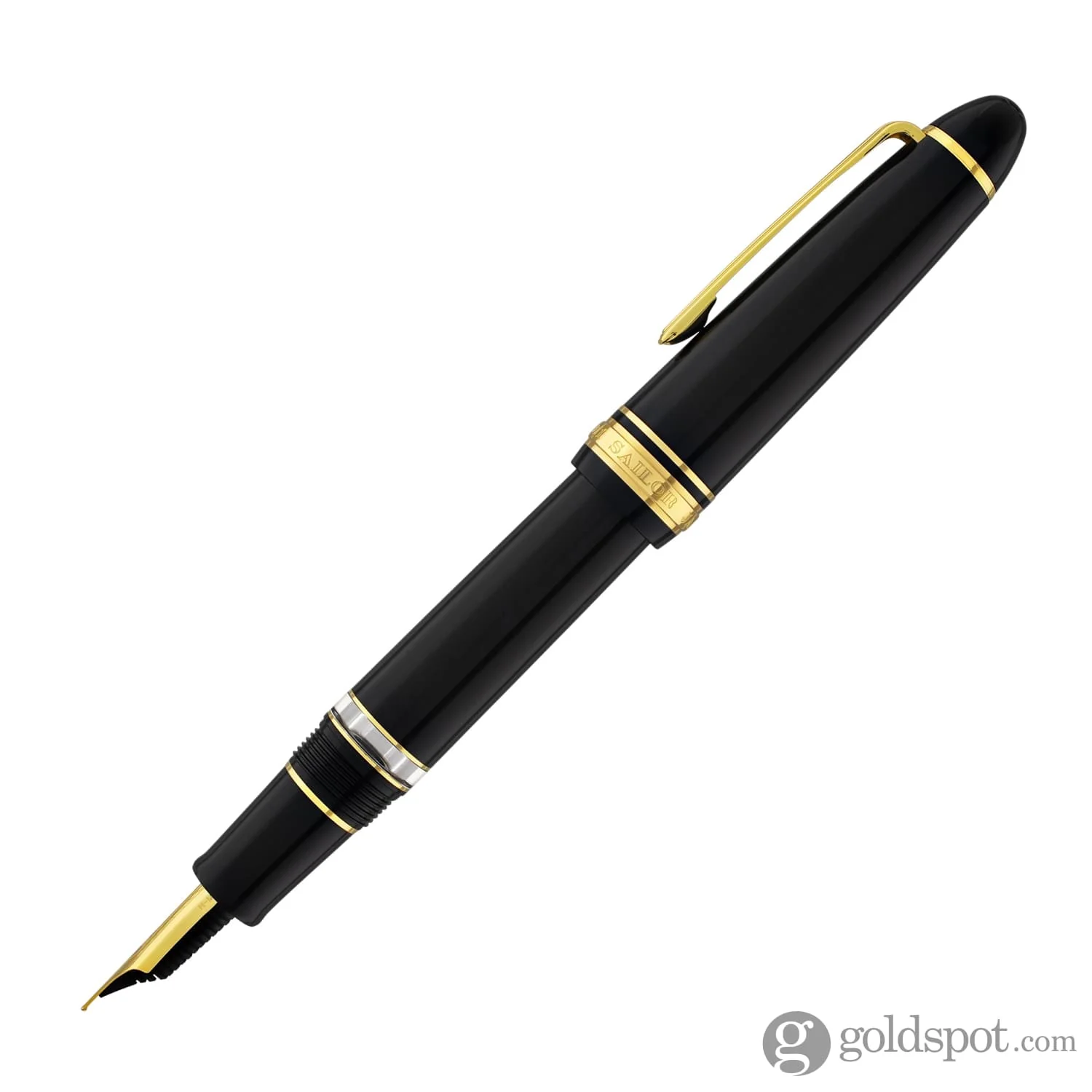 Sailor 1911 Large Realo Fountain Pen in Black with Gold Trim - 21K Gold