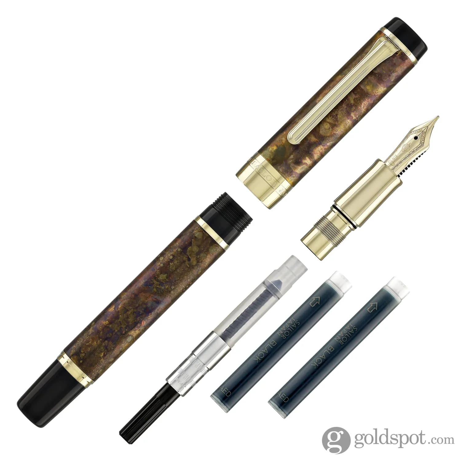 5410-sailor-cylint-fountain-pen-in-brown-patina-hanmon-kujiyaku-with-gold-ip-trim-21kt-gold-nib-7.webp Sailor Cylint Fountain Pen in Brown Patina Hanmon-Kujiyaku with Gold IP Trim - 21kt Gold Nib