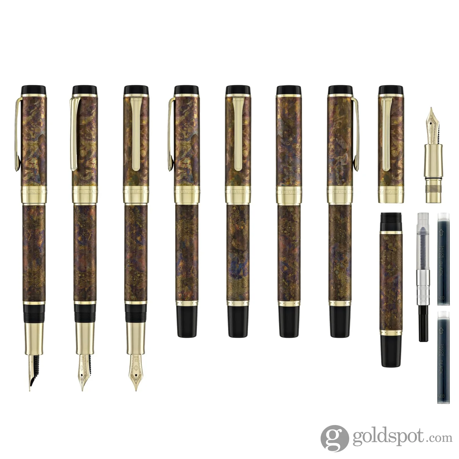 5410-sailor-cylint-fountain-pen-in-brown-patina-hanmon-kujiyaku-with-gold-ip-trim-21kt-gold-nib-8.webp Sailor Cylint Fountain Pen in Brown Patina Hanmon-Kujiyaku with Gold IP Trim - 21kt Gold Nib