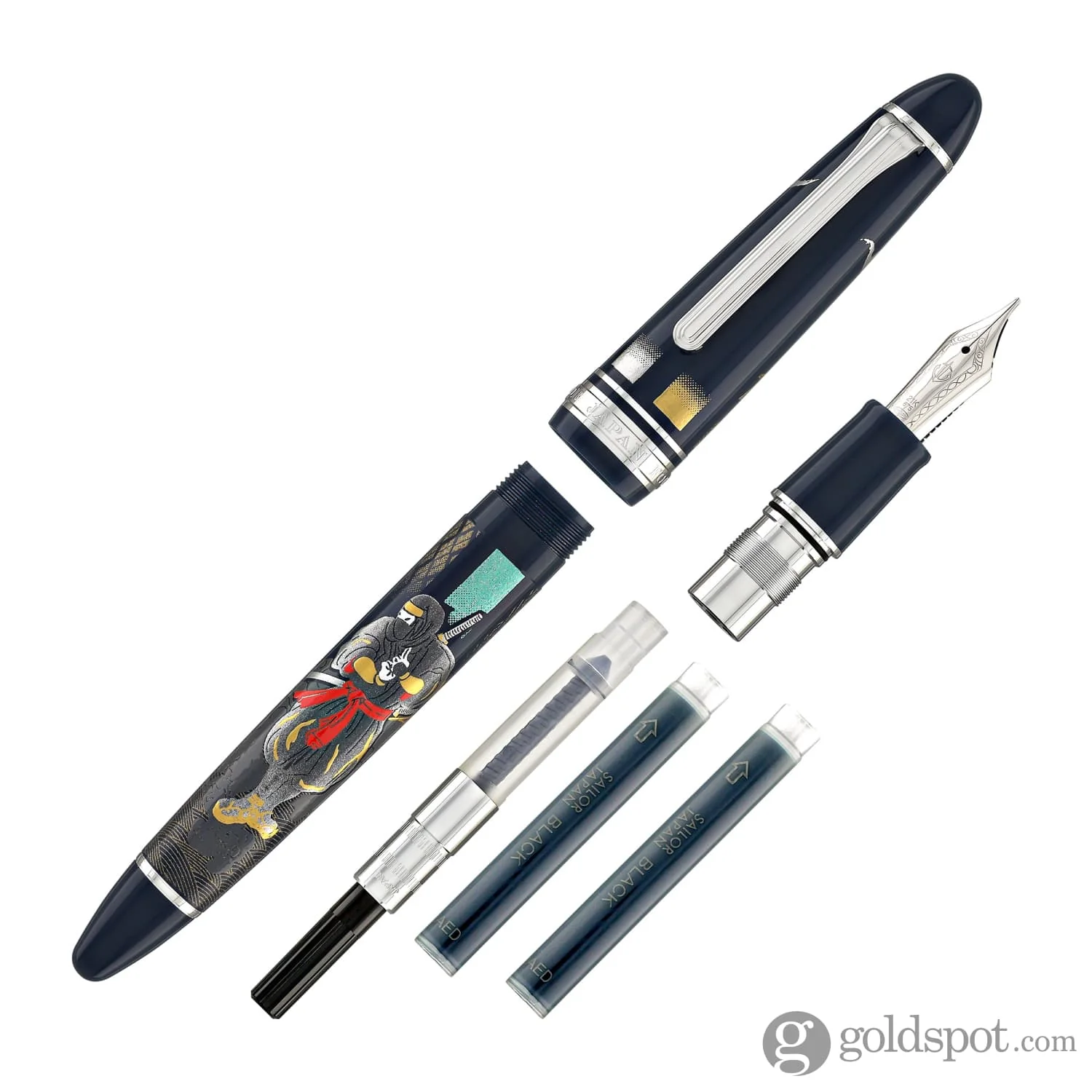 5439-sailor-1911-large-ninja-fountain-pen-in-with-silver-trim-21kt-gold-nib-7.webp Sailor 1911 Large Ninja Fountain Pen "In" with Silver Trim - 21kt Gold Nib