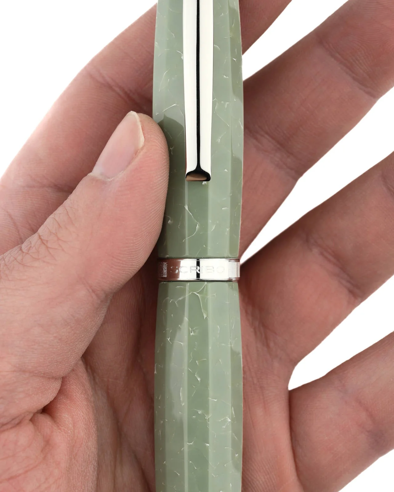 Scribo Feel Fountain Pen in Verde Antico with Platinum Trim