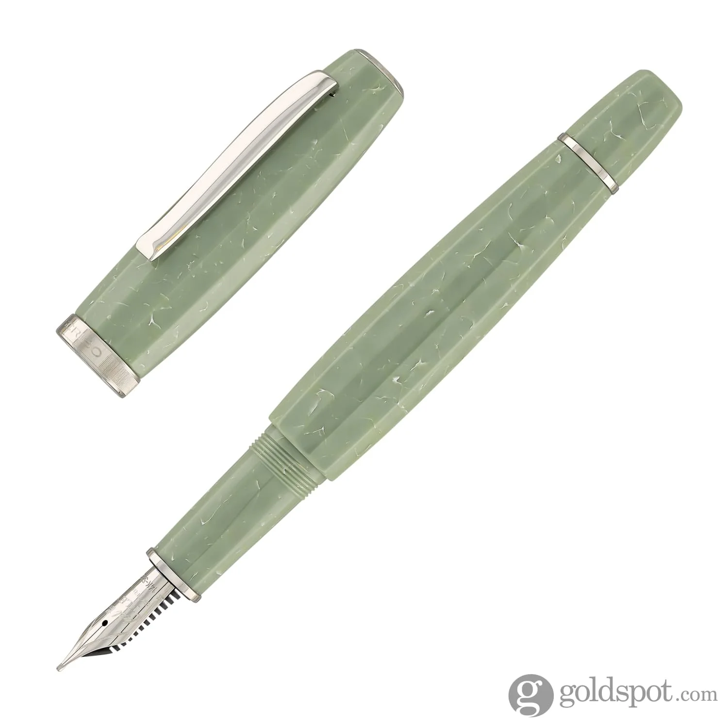 Scribo Feel Fountain Pen in Verde Antico with Platinum Trim