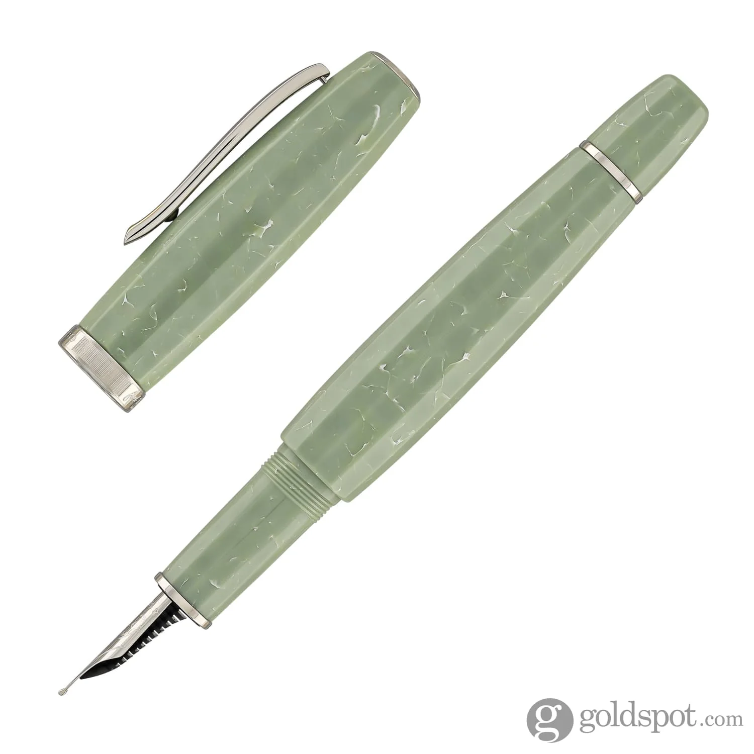 Scribo Feel Fountain Pen in Verde Antico with Platinum Trim