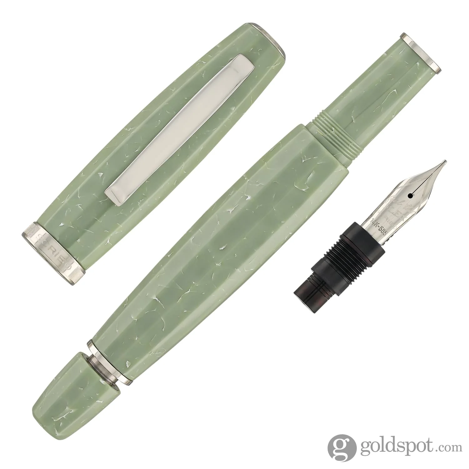 Scribo Feel Fountain Pen in Verde Antico with Platinum Trim