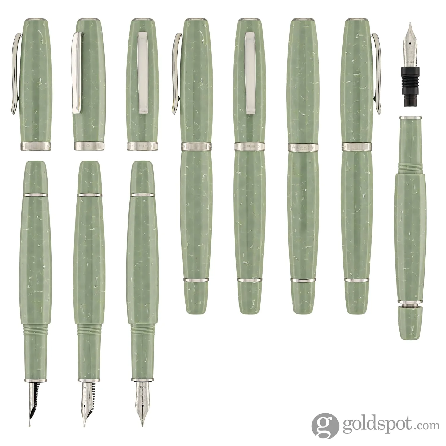 Scribo Feel Fountain Pen in Verde Antico with Platinum Trim