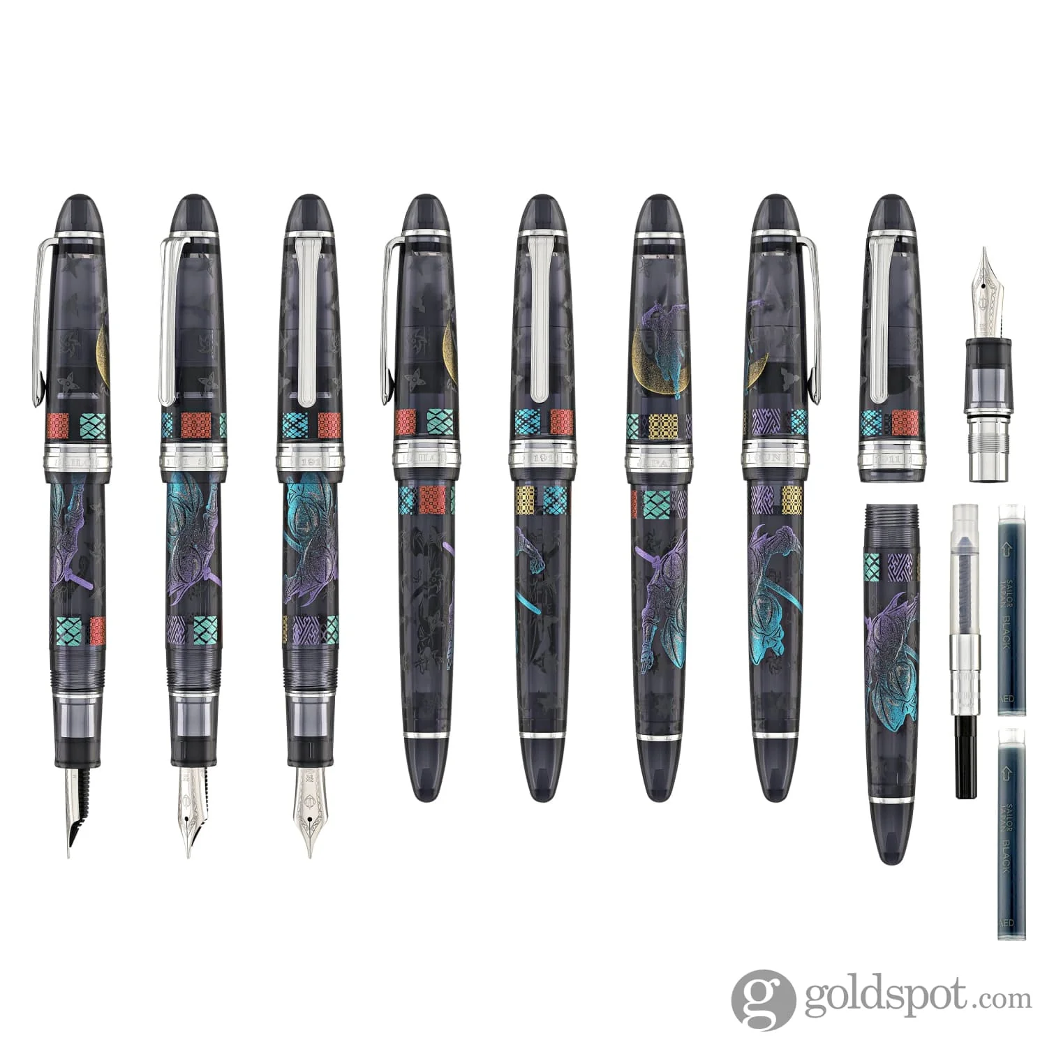 5489-sailor-1911-large-ninja-fountain-pen-in-tsuki-with-silver-trim-21kt-gold-nib-8.webp Sailor 1911 Large Ninja Fountain Pen in Tsuki with Silver Trim - 21kt Gold Nib