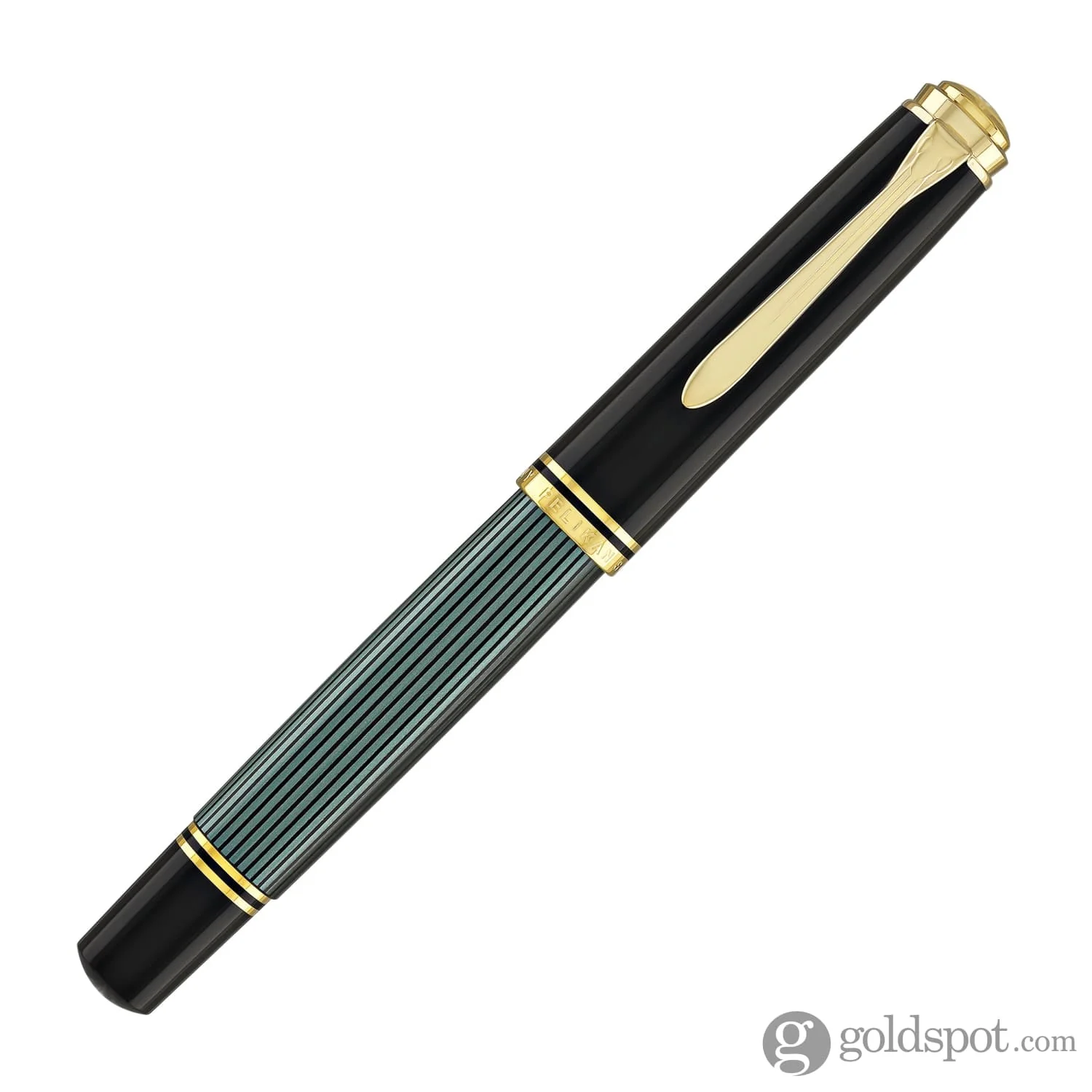 Pelikan Souveran M1000 Fountain Pen in Black & Green - 18K Gold Broad Point